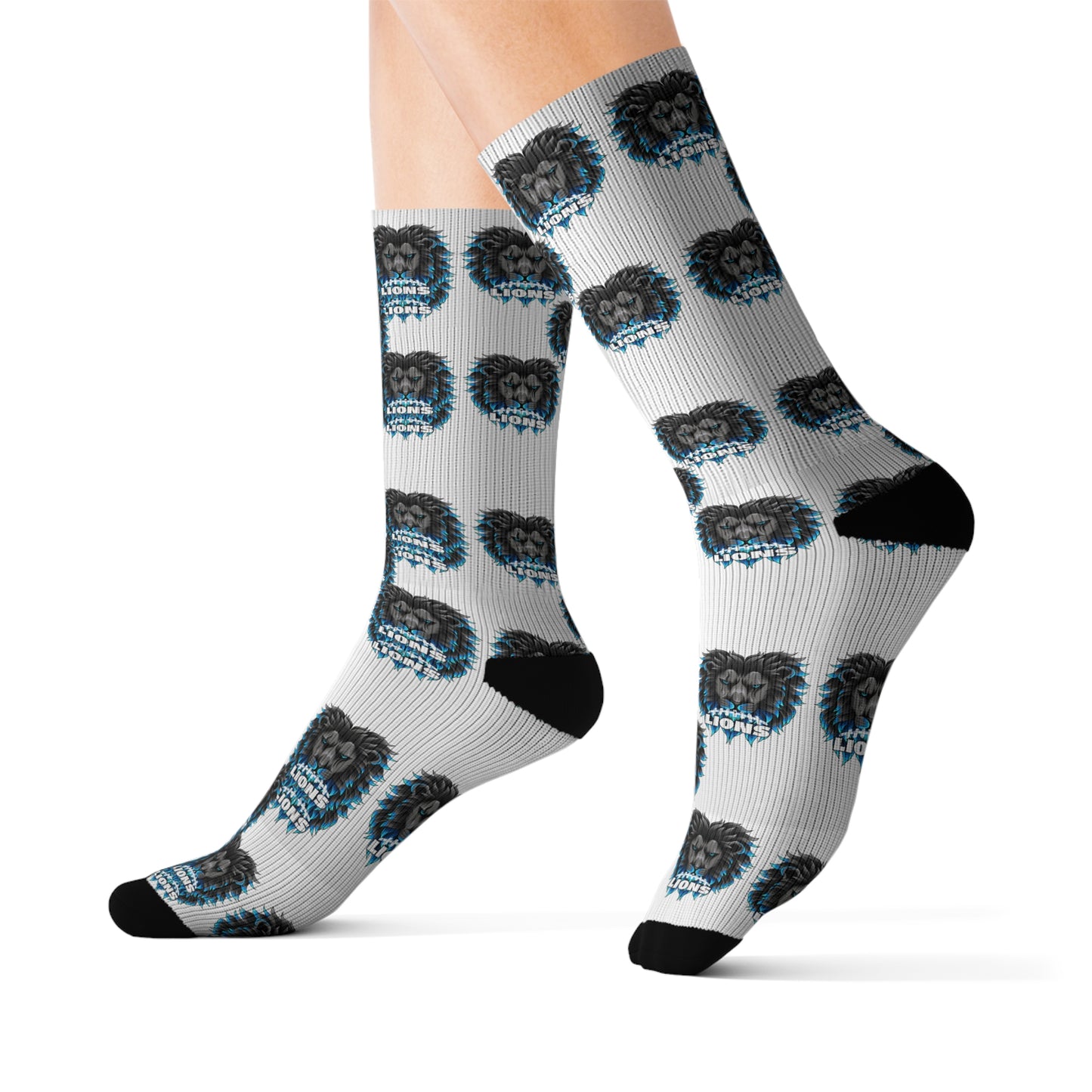 Lions Football Sublimation Socks - Sports Team Fan Gift, Athletic Footwear, Novelty Apparel, Lion Lover Accessory, Game Day Outfit