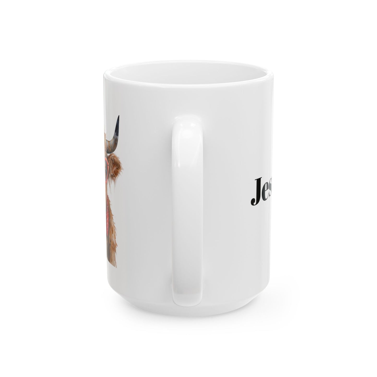 Highland Cow Ceramic Mug, Valentine's Gift, Personalized Coffee Cup, Custom Animal Lover Tea Mug, Cow Lover Kitchen Decor, Farmhouse Mug