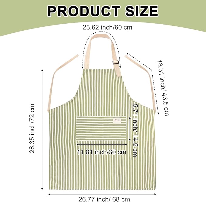 Personalized Embroidered Highland Cow Stripe Linen Apron