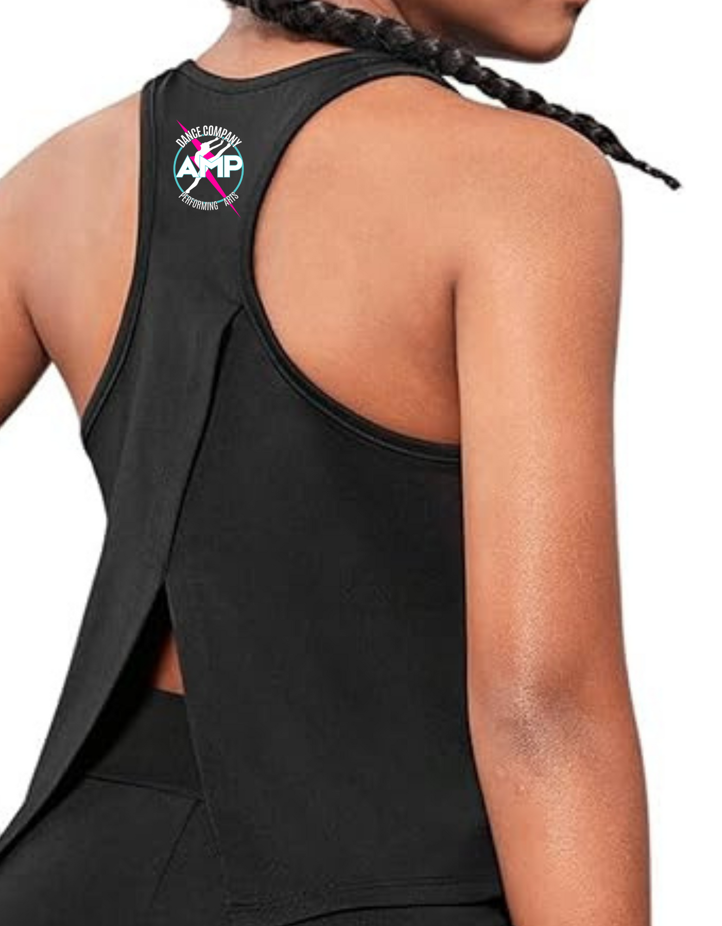 AMP Girls 2 Piece Dance Outfits Girl's 2 Piece Workout Outfits Round Neck Split Crop Tank Top and Biker Shorts Athletic Sets
