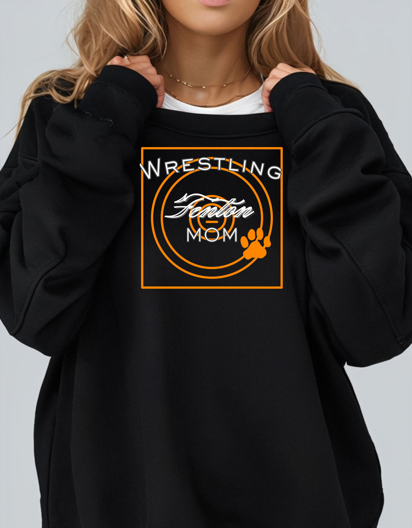 Wrestling Mom Lake Fenton, Fenton, Holly, Linden Wrestling Mom Crewneck, Includes Personalization
