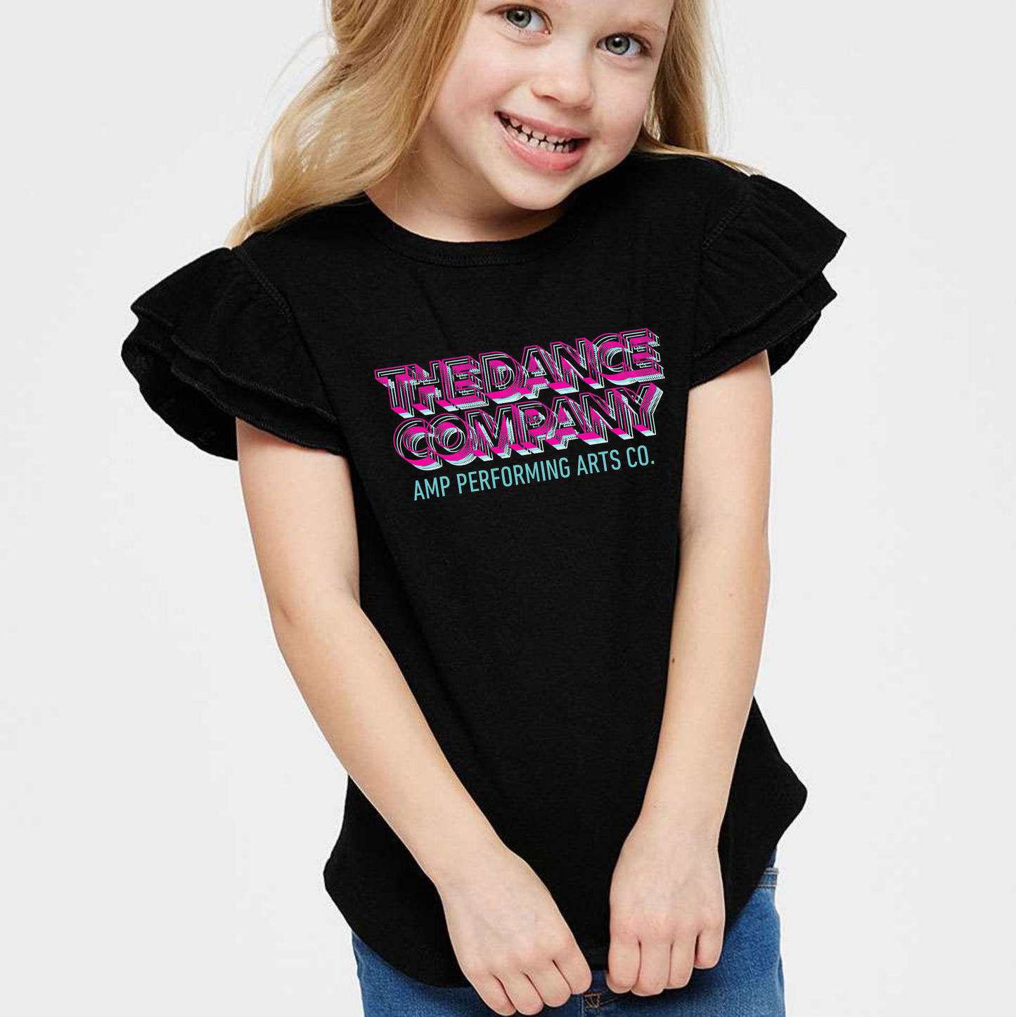 AMP The Dance Company Toddler Ruffle Graphic T-Shirt – Sizes 2T, 3T, 4T, 5/6