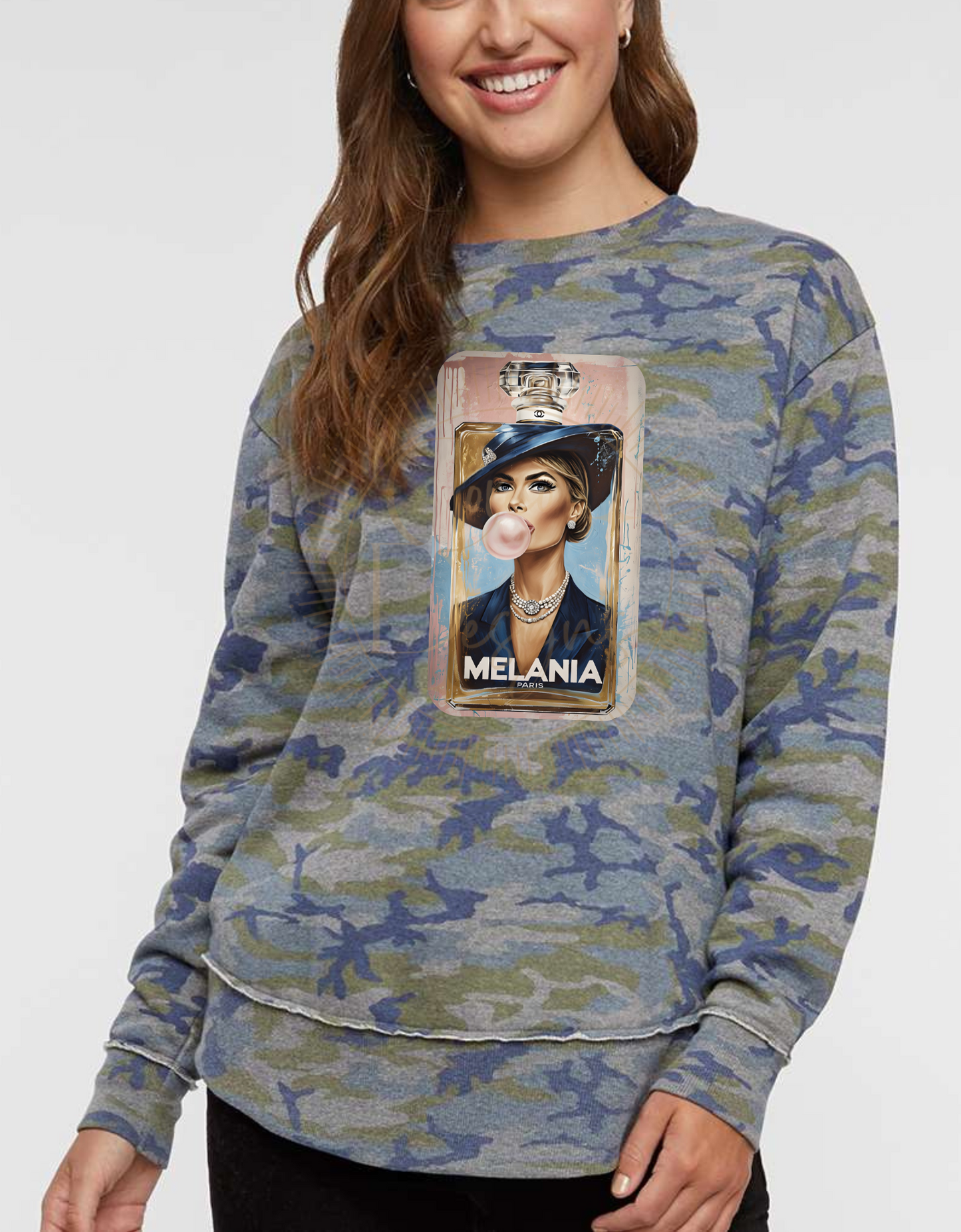 Melania Trump First Lady Perfume Bottle Paris Women's LAT Weekend Fleece Sweatshirt Sizes S-2XL, MAGA, Inauguration