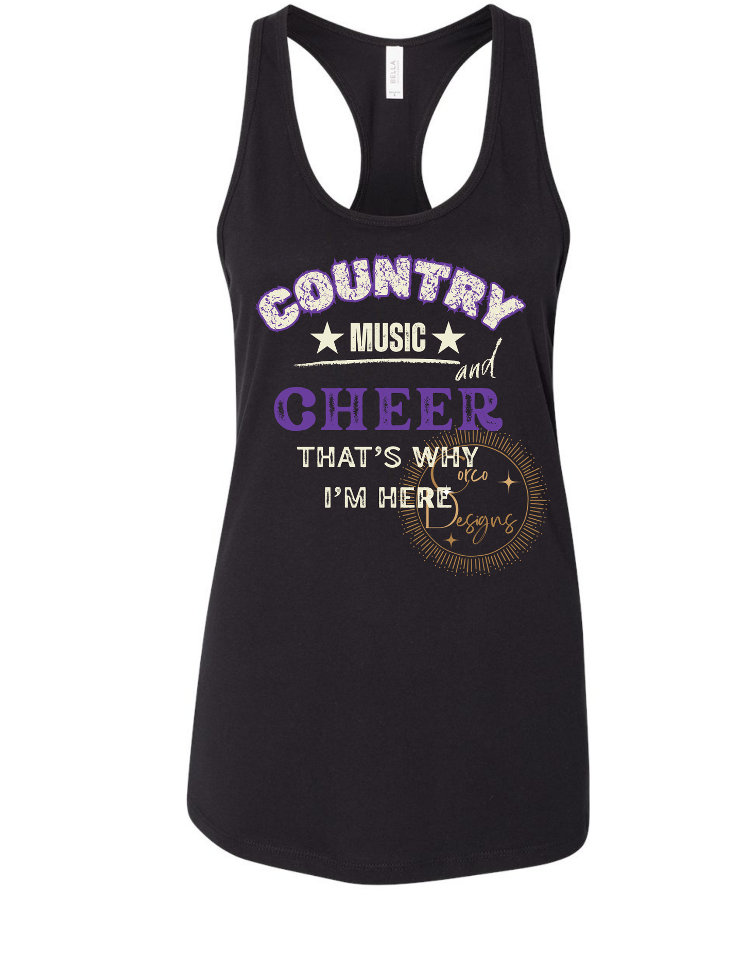 Country Music and Cheer That's Why I'm Here Bella Canvas T-Shirt Adult Sizes XS-2XL