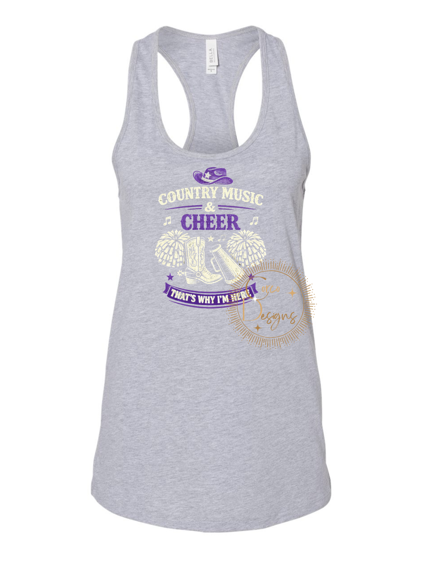 Country Music and Cheer That's Why I'm Here Bella Canvas T-Shirt Adult Sizes XS-2XL