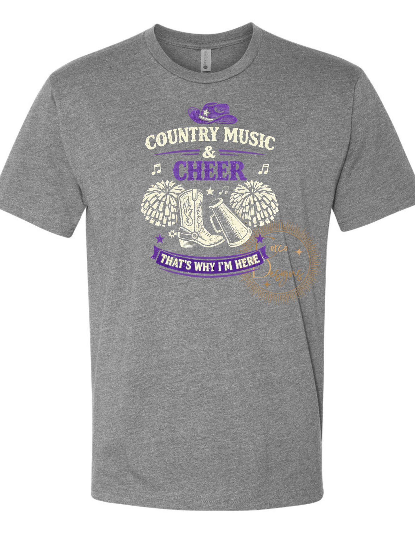 Country Music and Cheer That's Why I'm Here Bella Canvas T-Shirt Sizes Youth and Adult