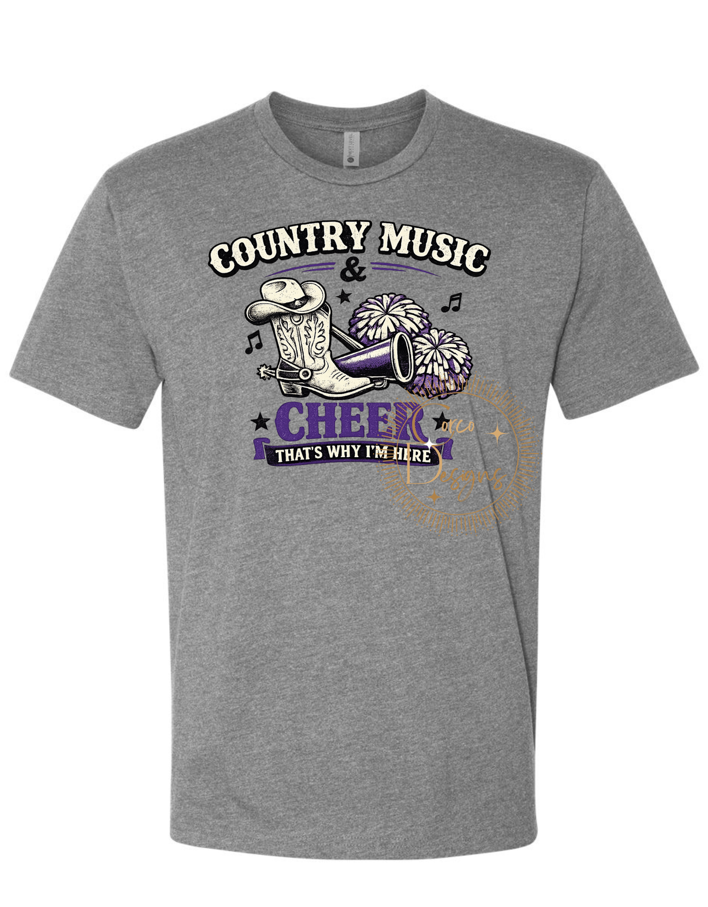 Country Music and Cheer That's Why I'm Here Bella Canvas T-Shirt Sizes Youth and Adult