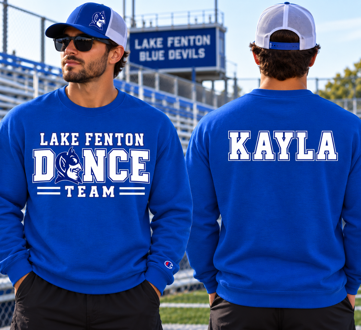 Lake Fenton Dance Team Personalized Royal Blue Champion Crewneck Sweatshirts
