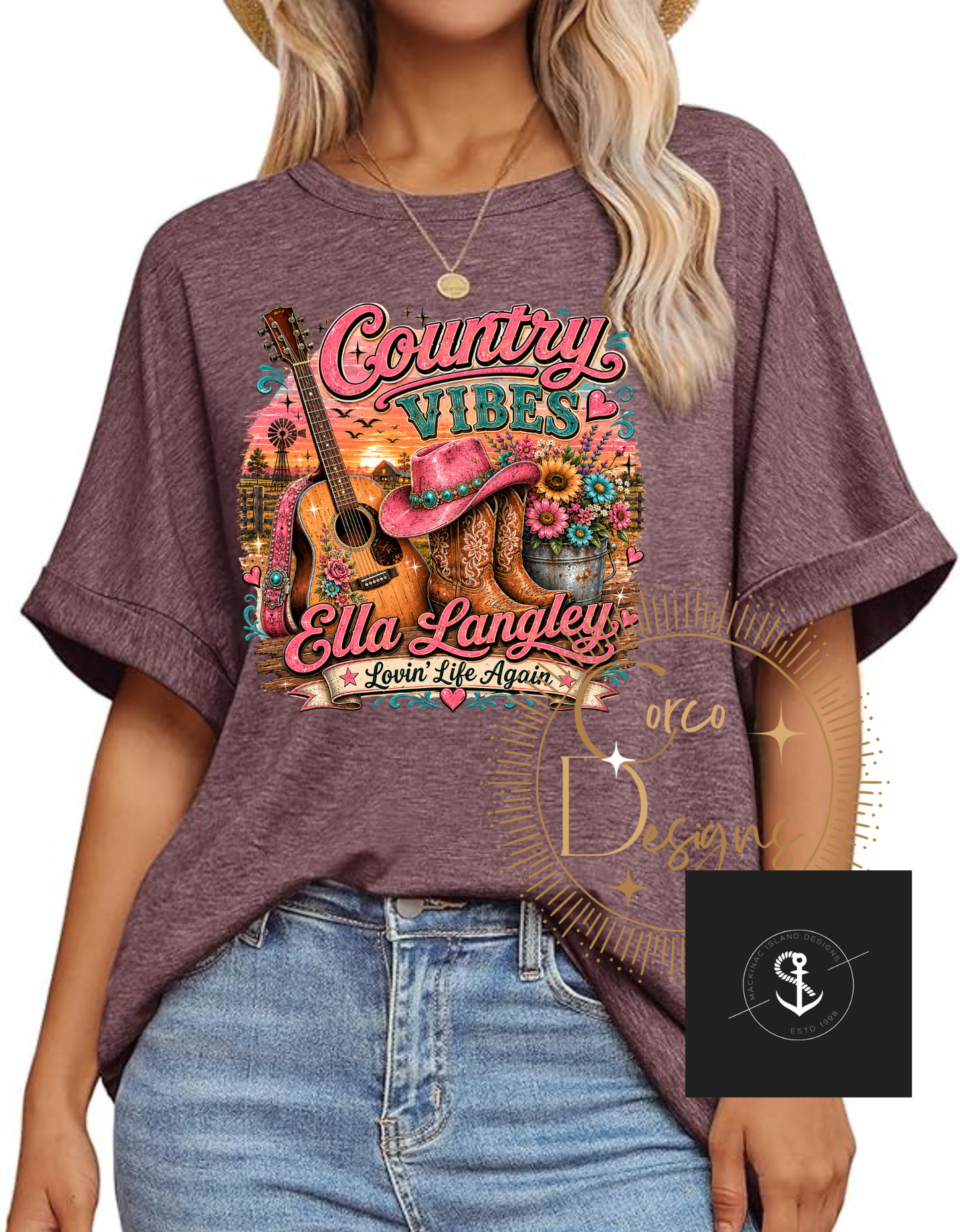 Ella Langley Lovin' Life Again Oversized Graphic Tee | Country Music Inspired Over Sized Shirt Small-3X (Copy)