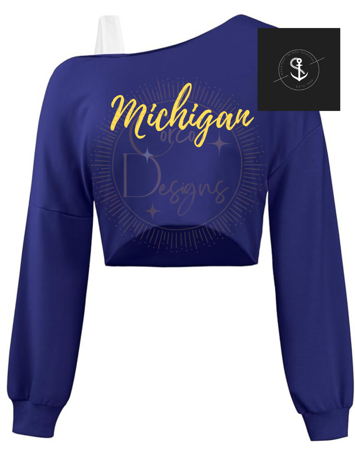 MICHIGAN Navy Asymmetrical Women's Sweatshirt Sizes XS-2xl