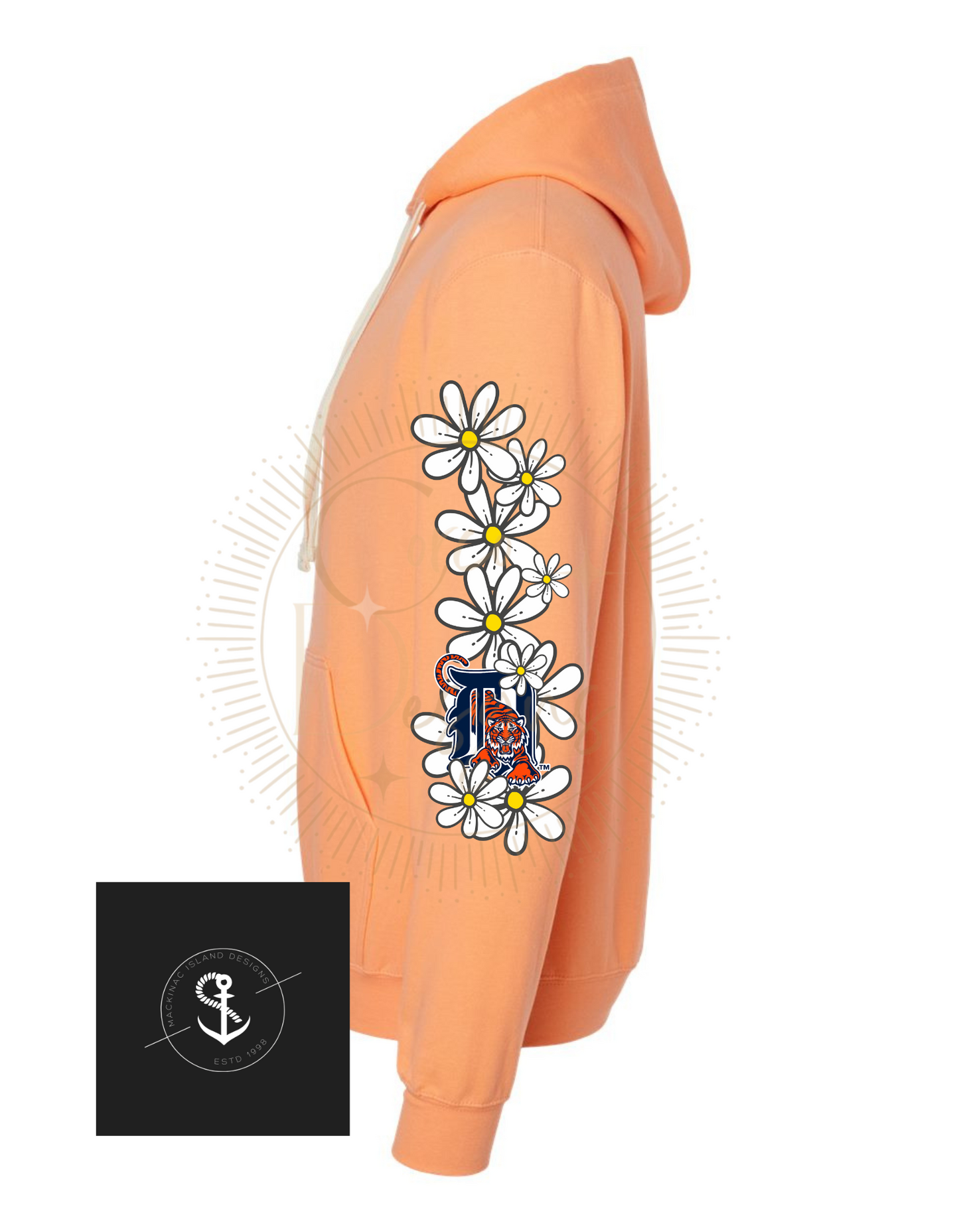 Daisy Detroit Baseball, Tigers Baseball, Daisy Floral Hoodie Sweatshirt Adult Sizes XS-3XL