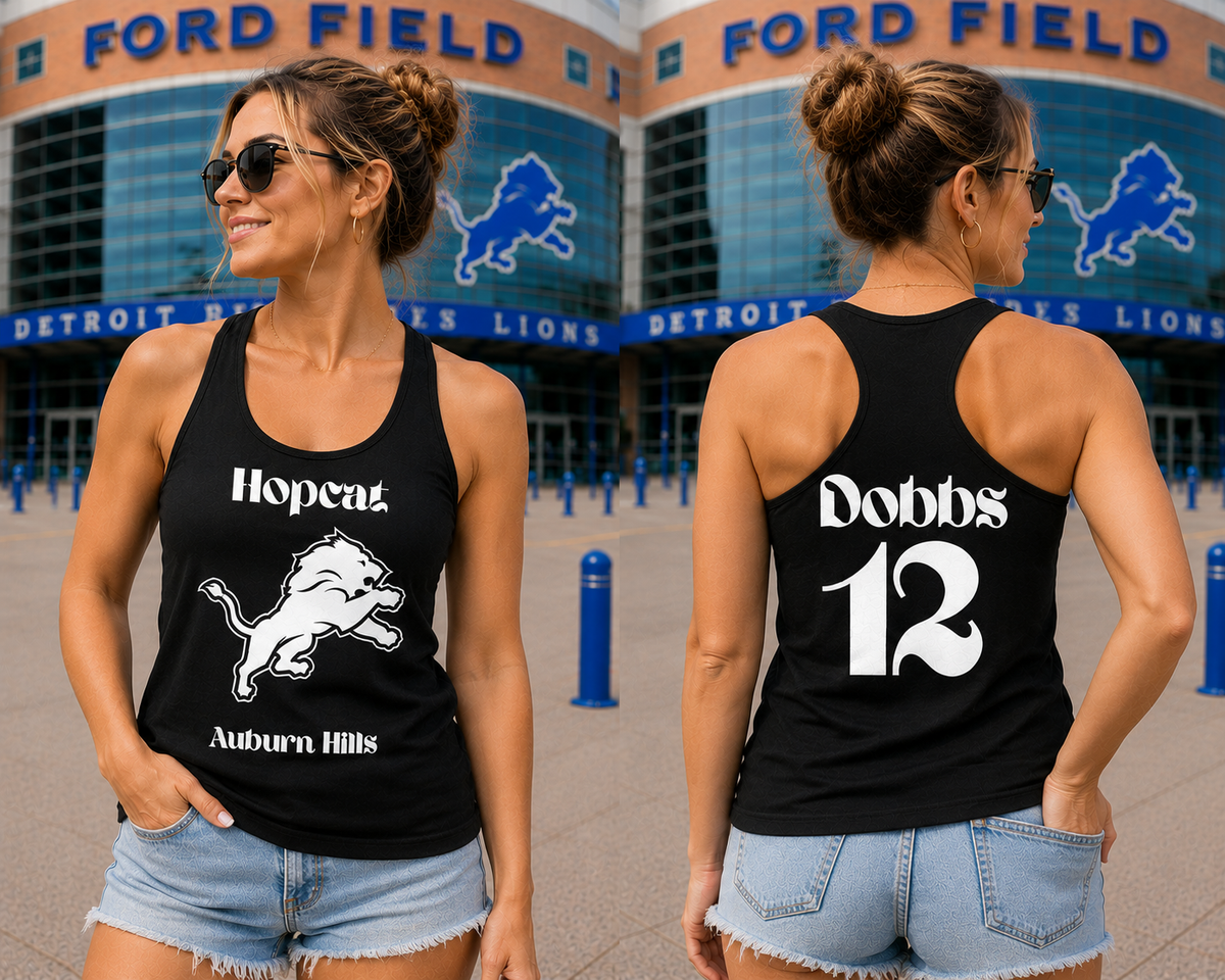 Custom HopCat Detroit Game Day Womens Racerback Tank Sizes S-2XL