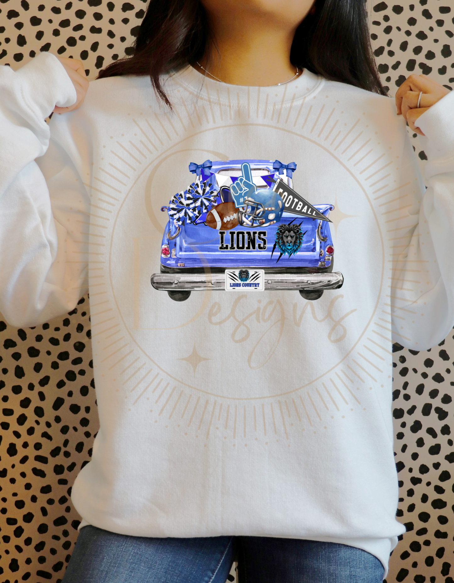 Lions Football Vintage Truck Crewneck Sweatshirt Sizes S-5XL
