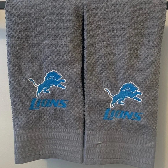 Lions Football Set of 2 Cotton 16 x 26 Towels, Kitchen Towels, Bar Towels, Hand Towels