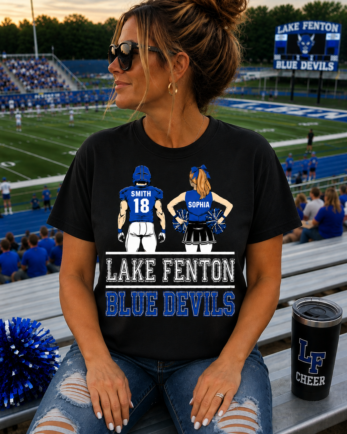 Lake Fenton Cheer & Football Customizable | Gildan Softstyle T-Shirt, Crewneck Sweatshirt or Hoodie