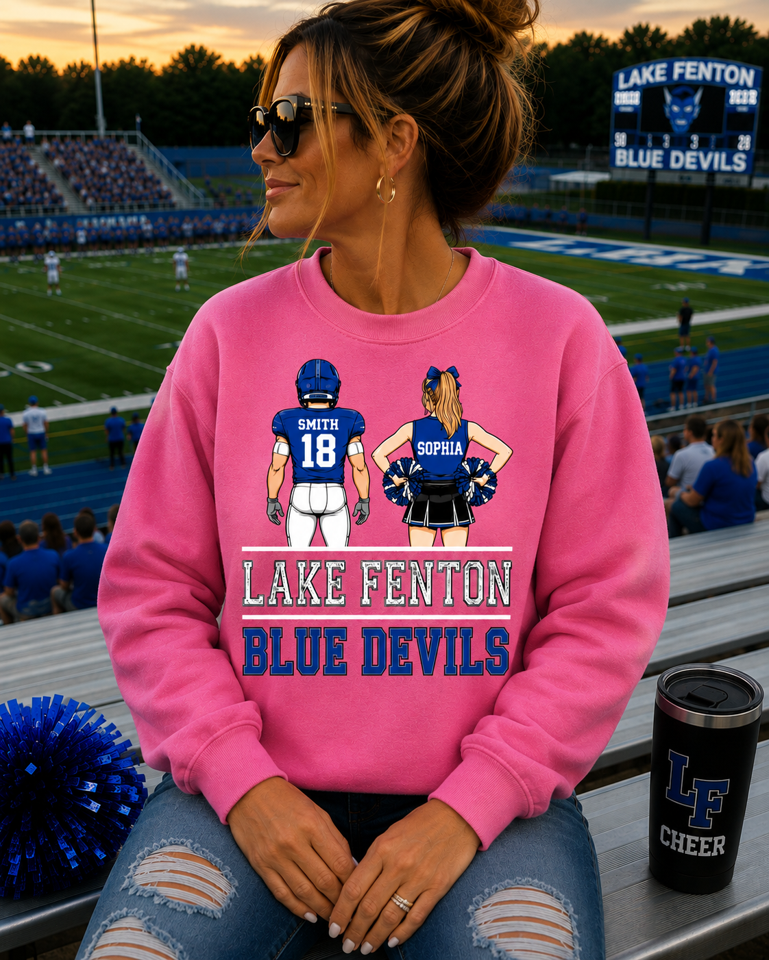 Lake Fenton Cheer & Football Customizable | Gildan Softstyle T-Shirt, Crewneck Sweatshirt or Hoodie