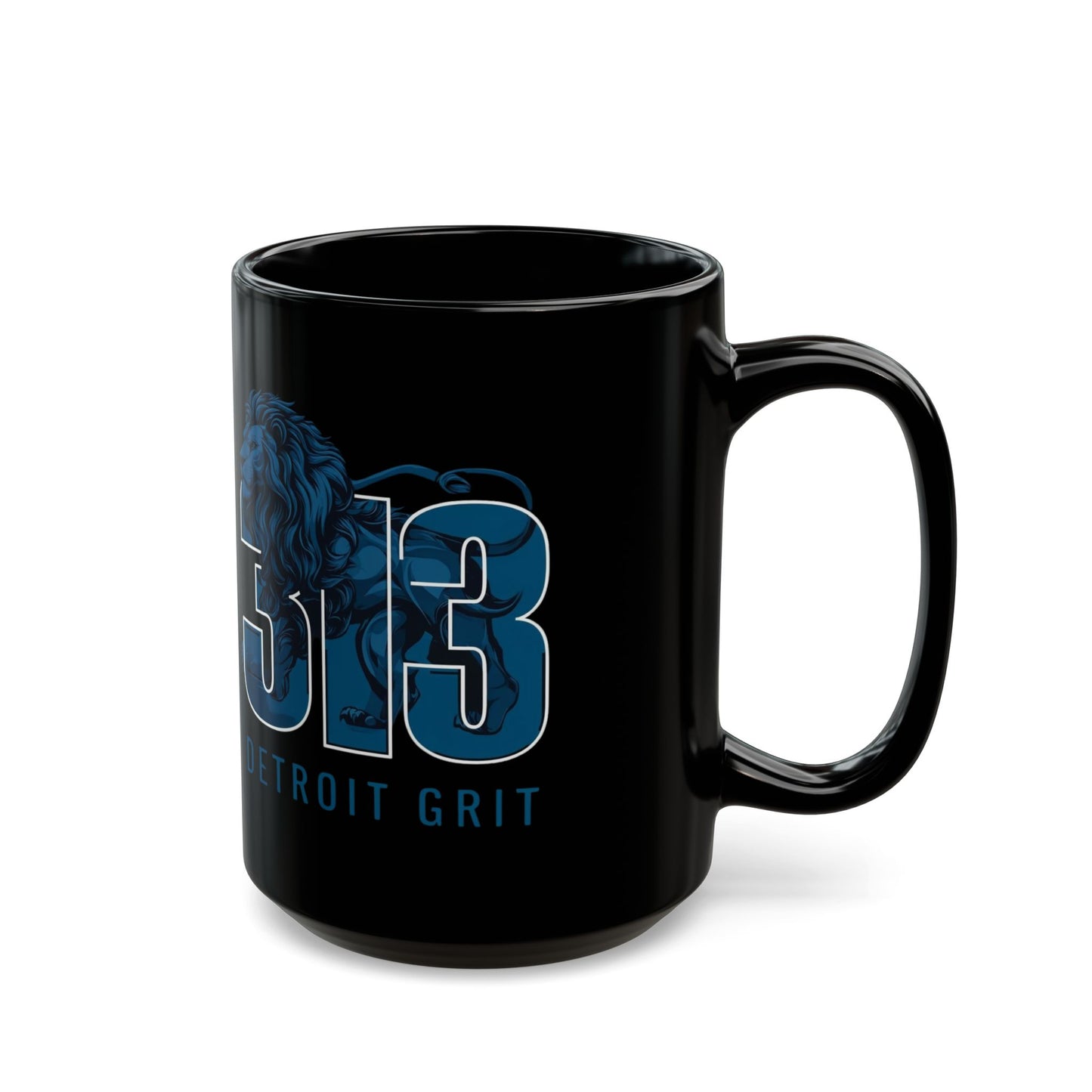 Detroit Grit 313 Black Mug, Detroit Football Lions Fan Cup, 11oz, 15oz, Sports Team Gift, Team Spirit Mug