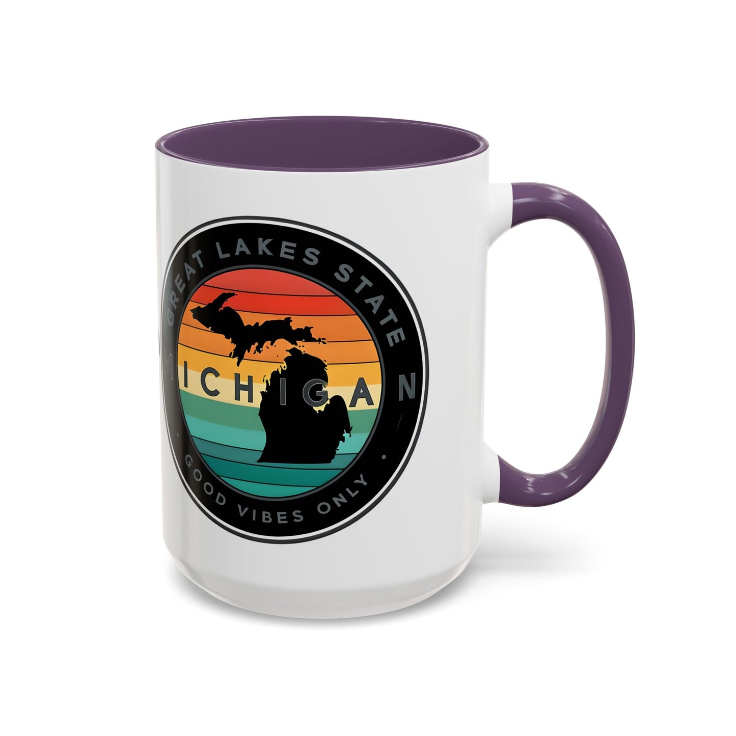 Michigan Accent Coffee Mug, Great Lakes State Cup, Personalized Gift for Michiganders, Camping, Boating, Good Vibes Only