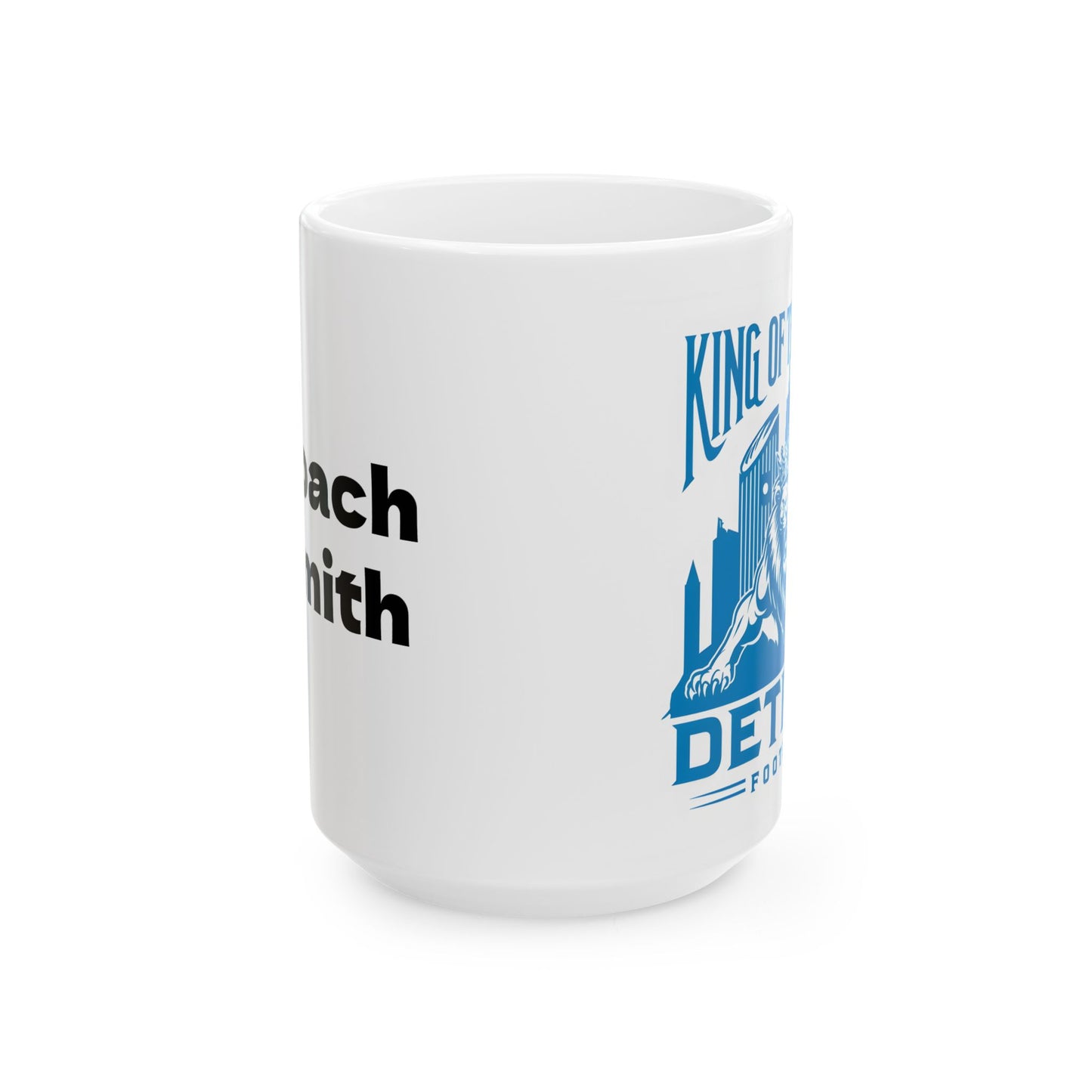 Football Fan Ceramic Mug, Detroit Lions Coffee Cup, Sports Team Personalized Drinkware, King of The North Design, 11oz 15oz