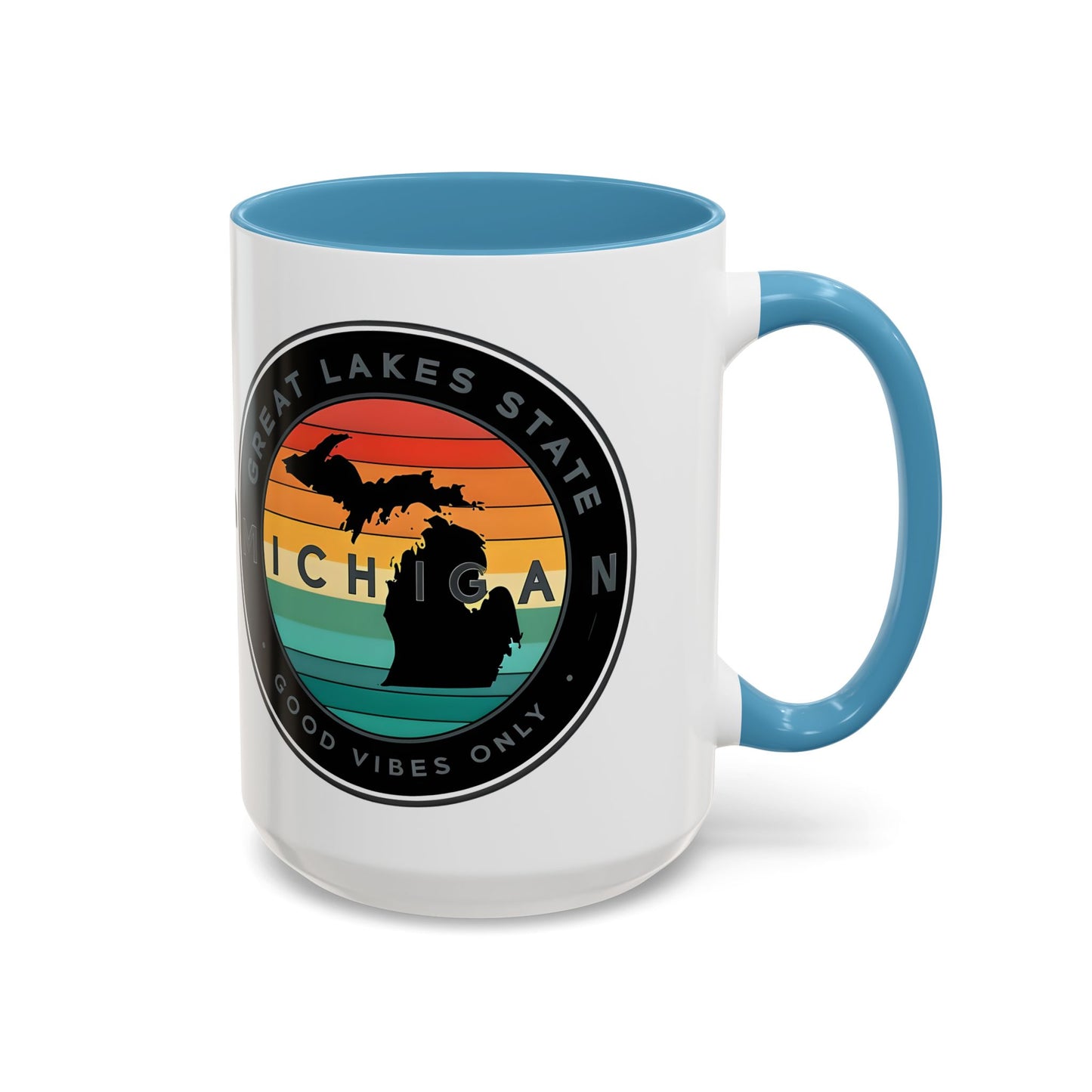 Michigan Accent Coffee Mug, Great Lakes State Cup, Personalized Gift for Michiganders, Camping, Boating, Good Vibes Only