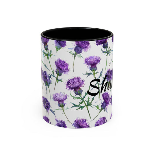 Coffee Mug, Scottish Thistle Design, Tea Cup, Floral Pattern, Gift for Her, Ceramic Mug, Kitchen Decor, Unique Mug, Personalized