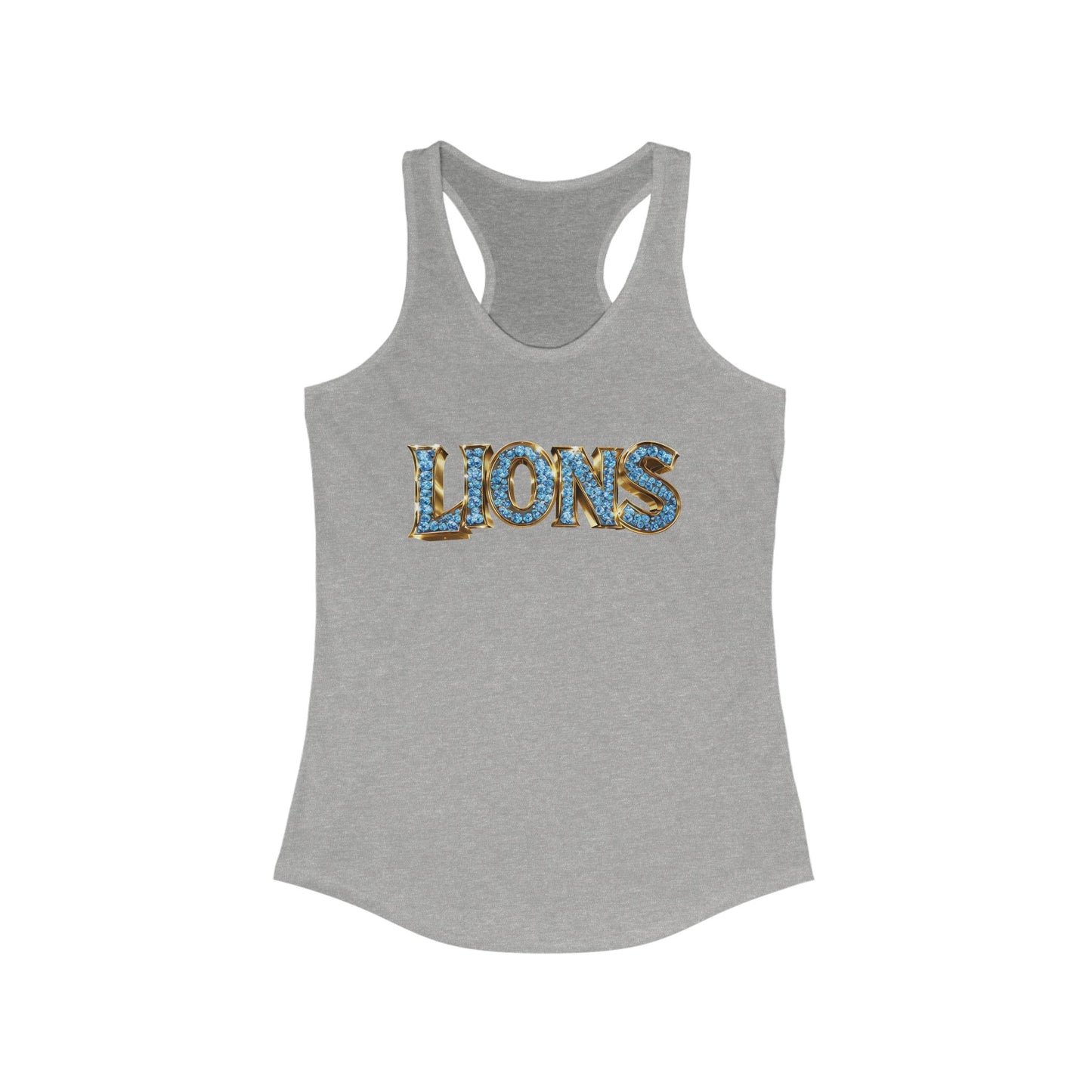 Lions Bling Tank Top, Statement Racerback Shirt, Rhinestone Look Muscle Tee, Women's Sleeveless Top, Graphic Animal Print Singlet