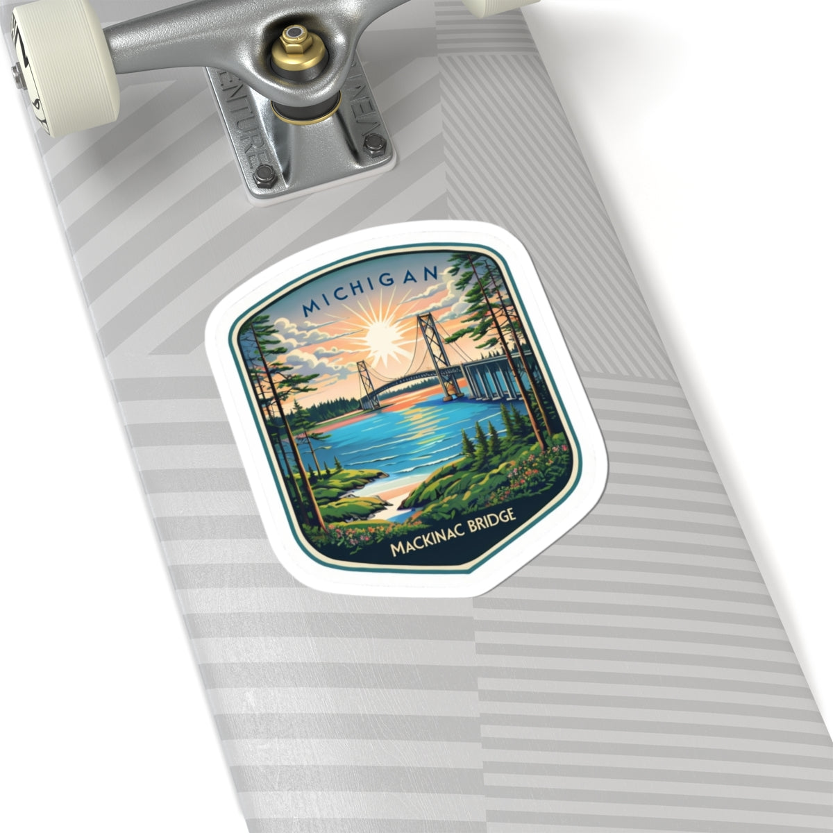 Michigan Mackinac Bridge, Great Lakes, Mackinaw City, St Ignace Kiss-Cut Stickers, Pure Michigan, Notebook, Journal