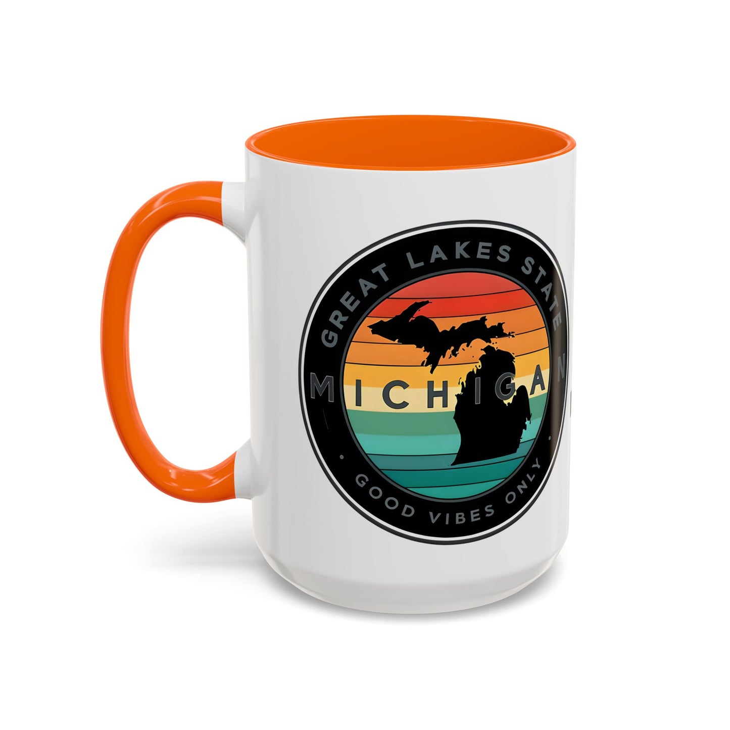 Michigan Accent Coffee Mug, Great Lakes State Cup, Personalized Gift for Michiganders, Camping, Boating, Good Vibes Only