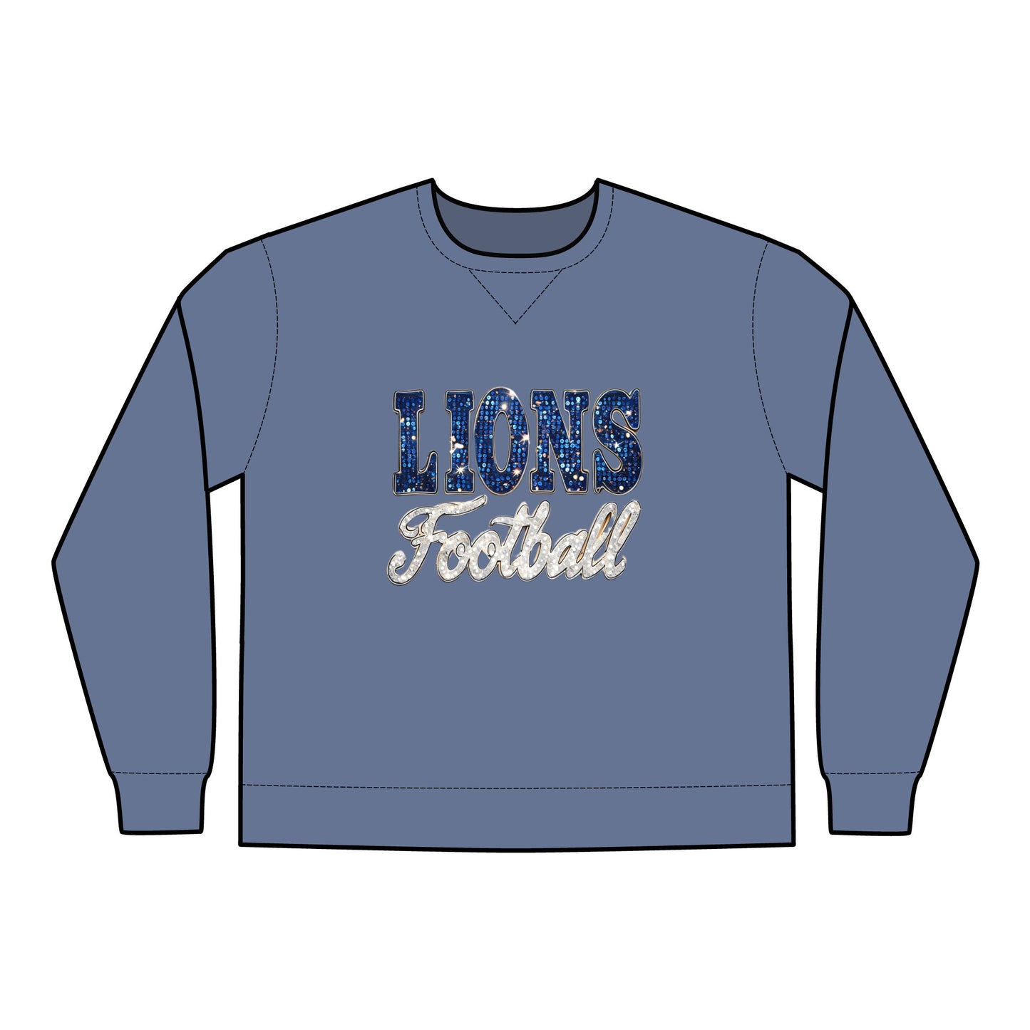 Lions Football Sweatshirt, Team Sports Apparel, Lions Fan Gift, Game Day Gear, Crewneck, ComforWash Garment Dyed, Football Mom