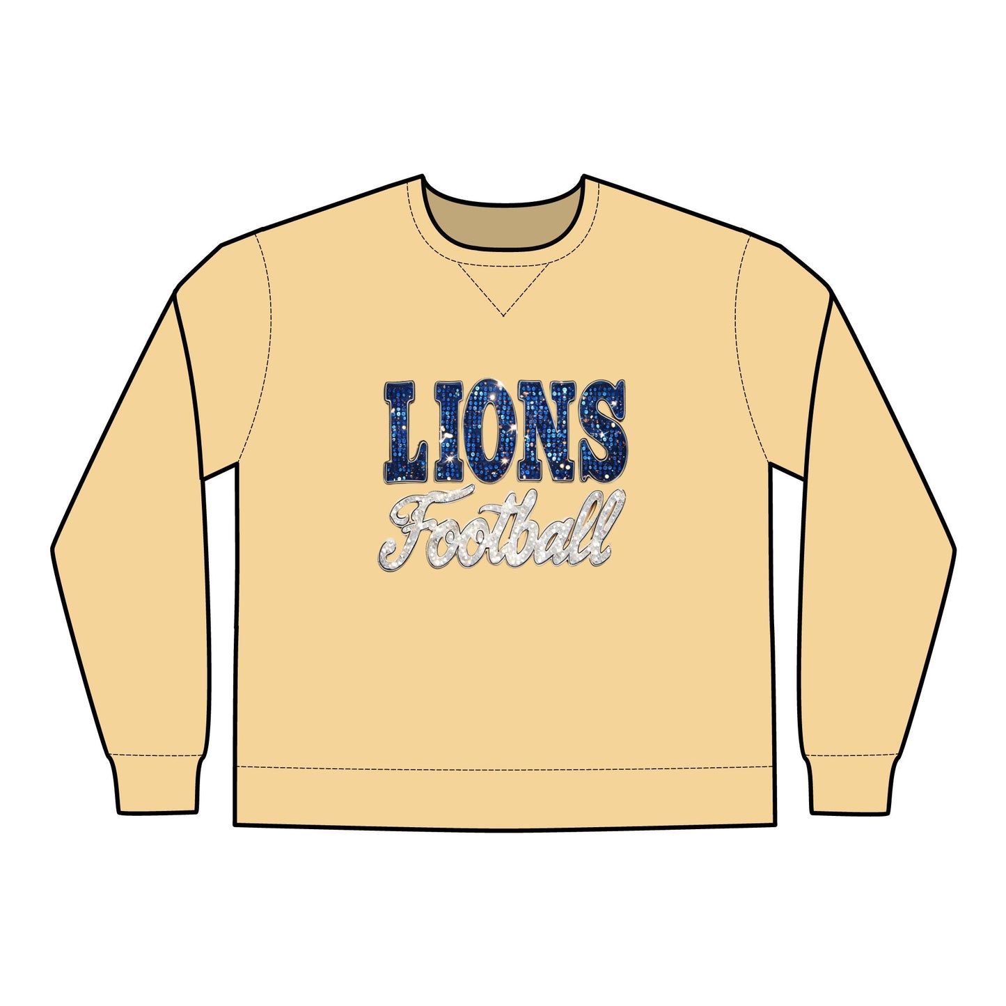 Lions Football Sweatshirt, Team Sports Apparel, Lions Fan Gift, Game Day Gear, Crewneck, ComforWash Garment Dyed, Football Mom