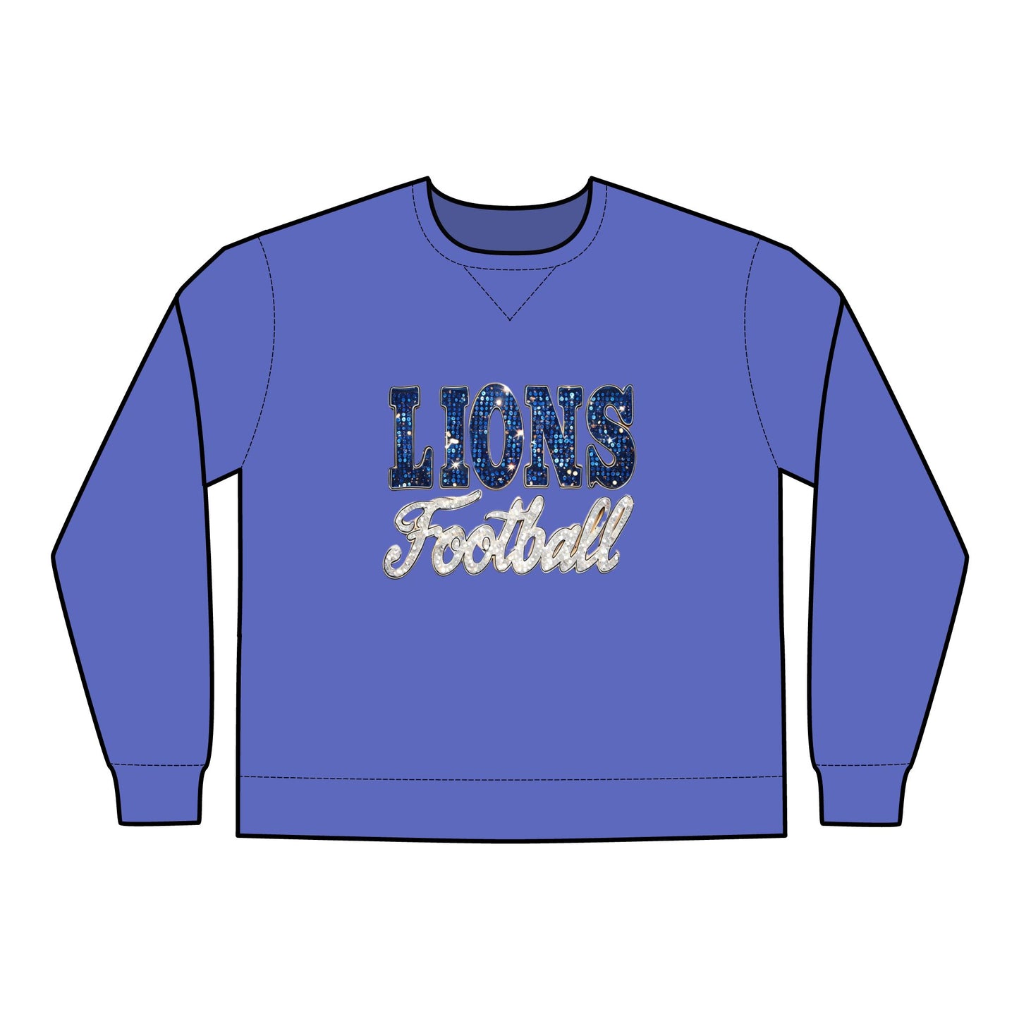 Lions Football Sweatshirt, Team Sports Apparel, Lions Fan Gift, Game Day Gear, Crewneck, ComforWash Garment Dyed, Football Mom