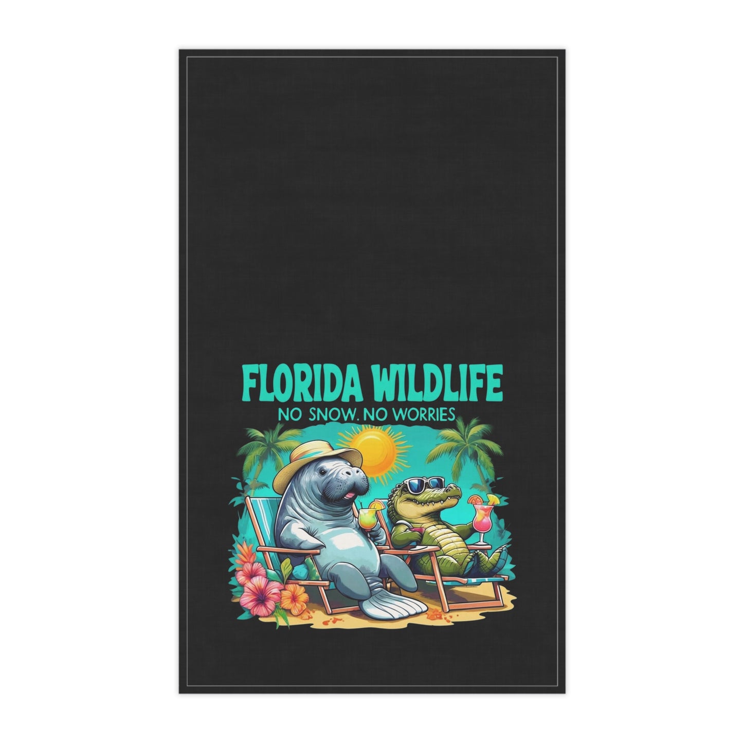 Tea Towels, Florida Wildlife Design, Retirement Gift Idea, No Snow, No Worries, Snowbirds, Funny Kitchen Decor, Cotton, Poly