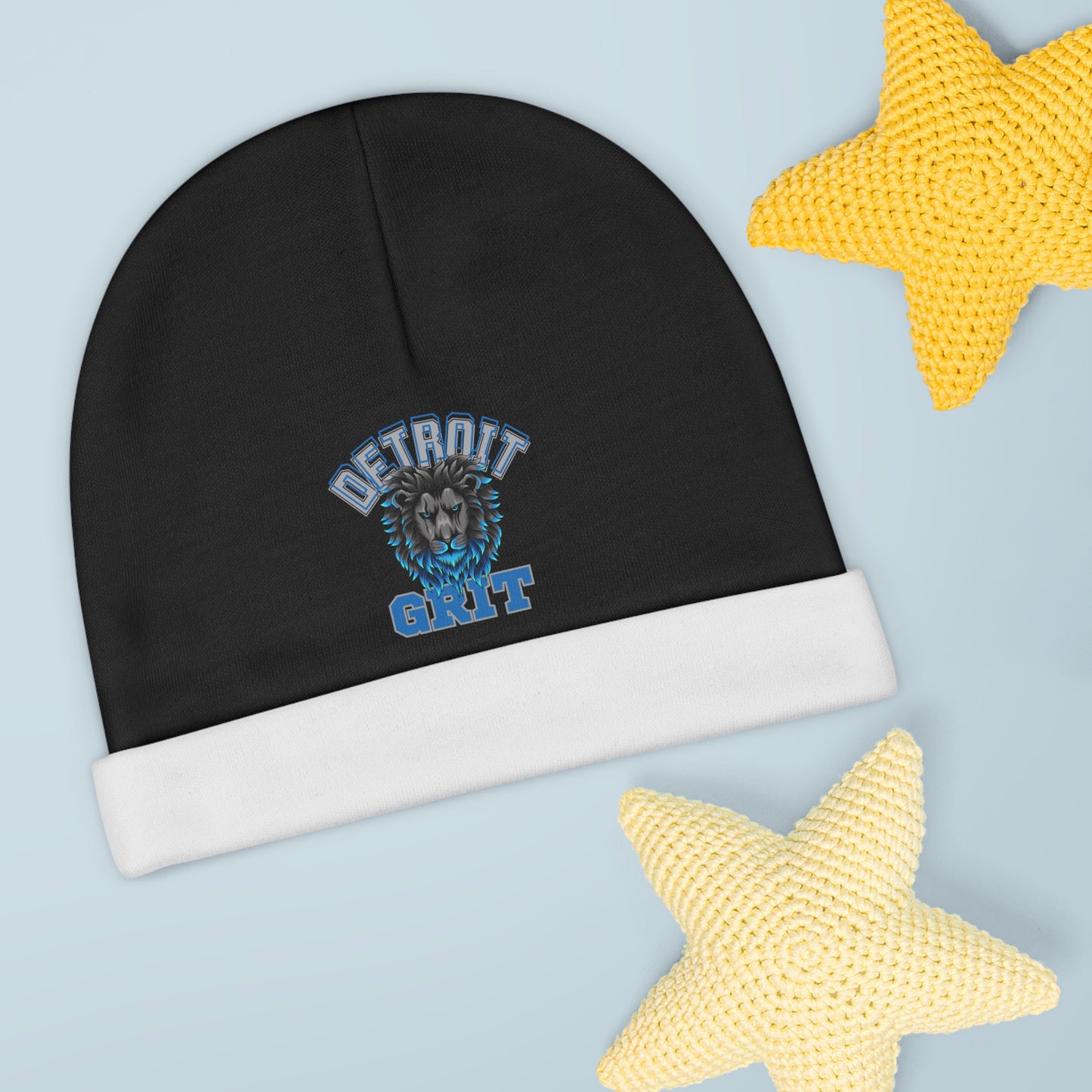 Infant Baby Beanie - Detroit Grit Design, Baby Gift, Baby Shower Gift, Detroit Football, Lions Football, Gender Reveal