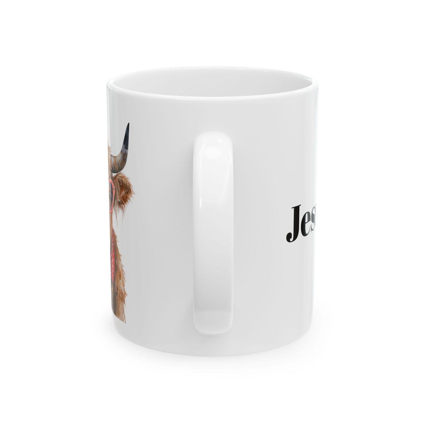Highland Cow Ceramic Mug, Valentine's Gift, Personalized Coffee Cup, Custom Animal Lover Tea Mug, Cow Lover Kitchen Decor, Farmhouse Mug