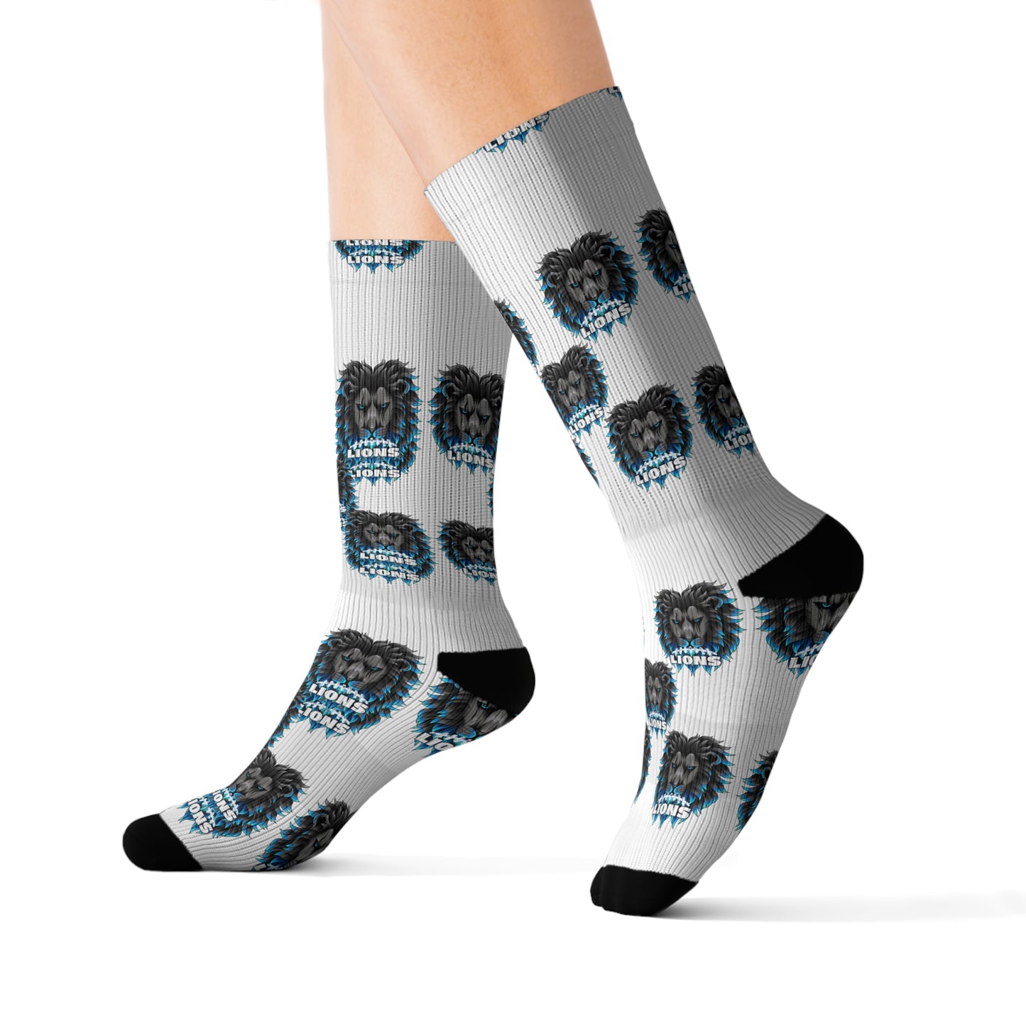 Lions Football Sublimation Socks - Sports Team Fan Gift, Athletic Footwear, Novelty Apparel, Lion Lover Accessory, Game Day Outfit