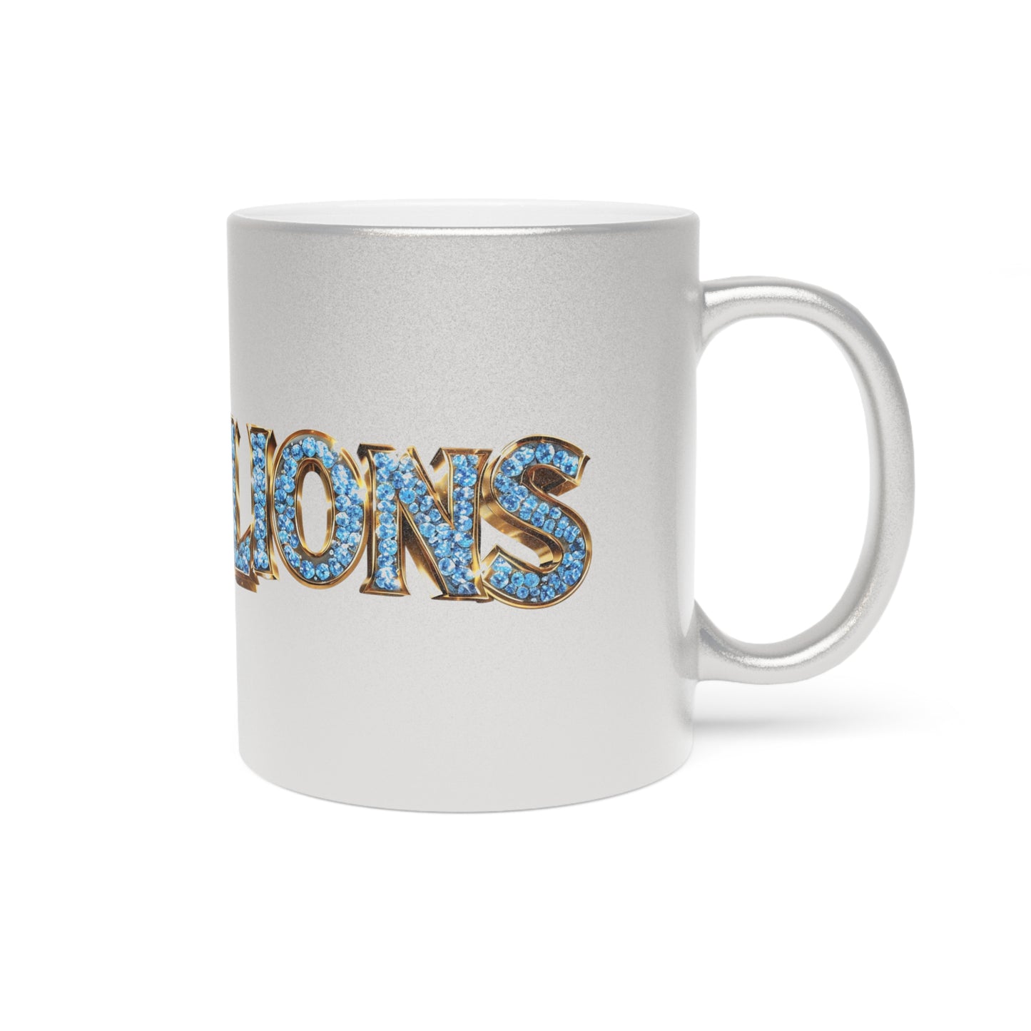 Metallic Mug, Lions Personalized Mug, Detroit Lions Fan Gift, Silver"Gold Lions Football Cup, Coaches Gift Idea, Mother's Day Gift