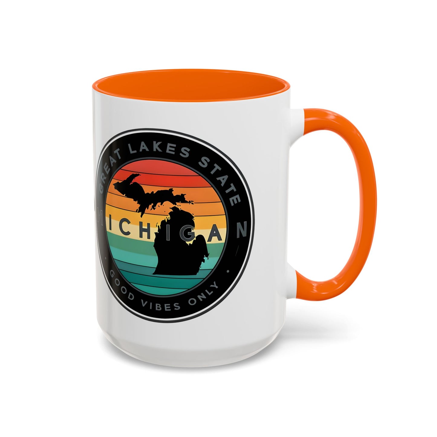 Michigan Accent Coffee Mug, Great Lakes State Cup, Personalized Gift for Michiganders, Camping, Boating, Good Vibes Only