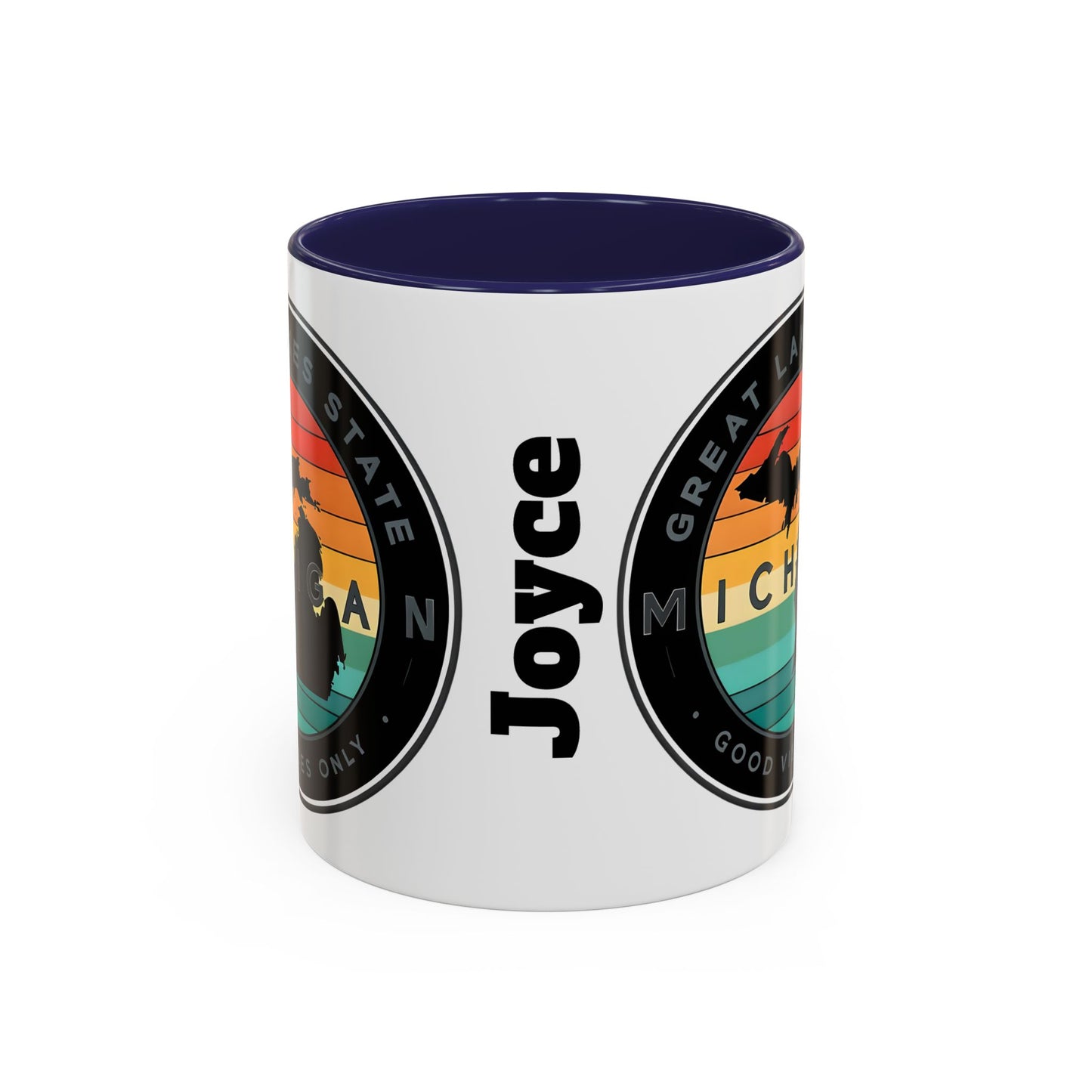Michigan Accent Coffee Mug, Great Lakes State Cup, Personalized Gift for Michiganders, Camping, Boating, Good Vibes Only