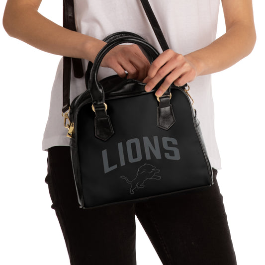 Lions Logo Shoulder Handbag — Sleek Black Team Tote