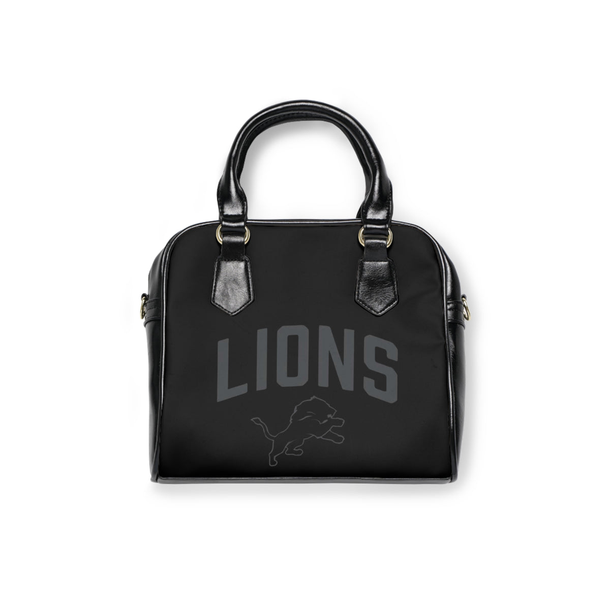 Lions Logo Shoulder Handbag — Sleek Black Team Tote