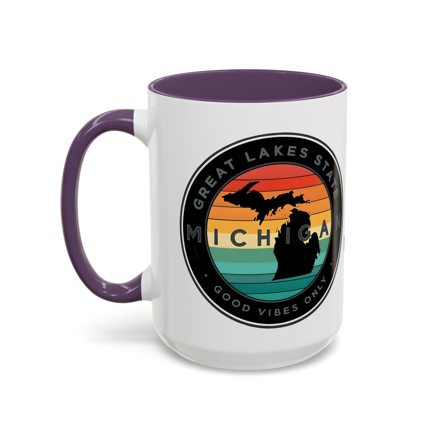 Michigan Accent Coffee Mug, Great Lakes State Cup, Personalized Gift for Michiganders, Camping, Boating, Good Vibes Only