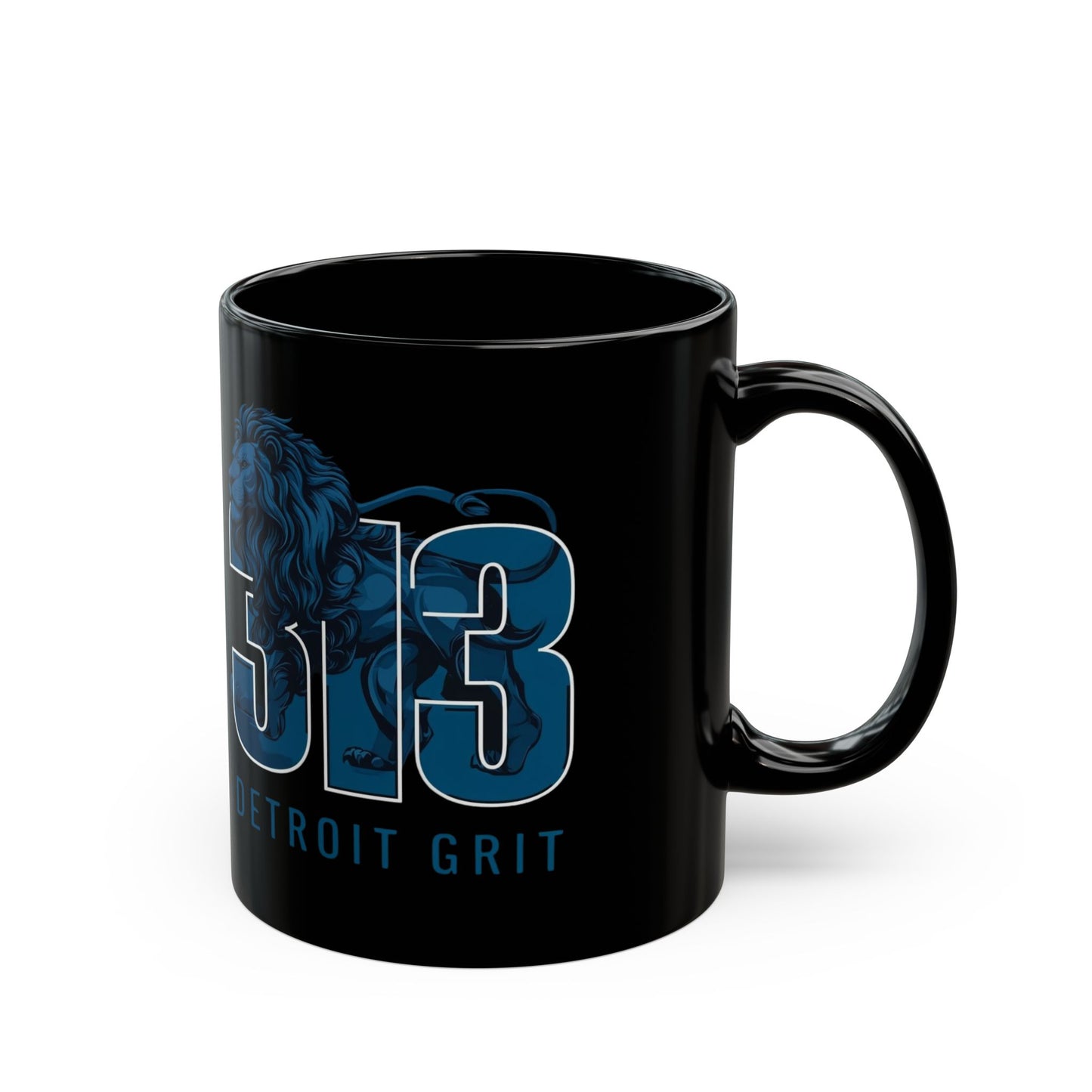Detroit Grit 313 Black Mug, Detroit Football Lions Fan Cup, 11oz, 15oz, Sports Team Gift, Team Spirit Mug