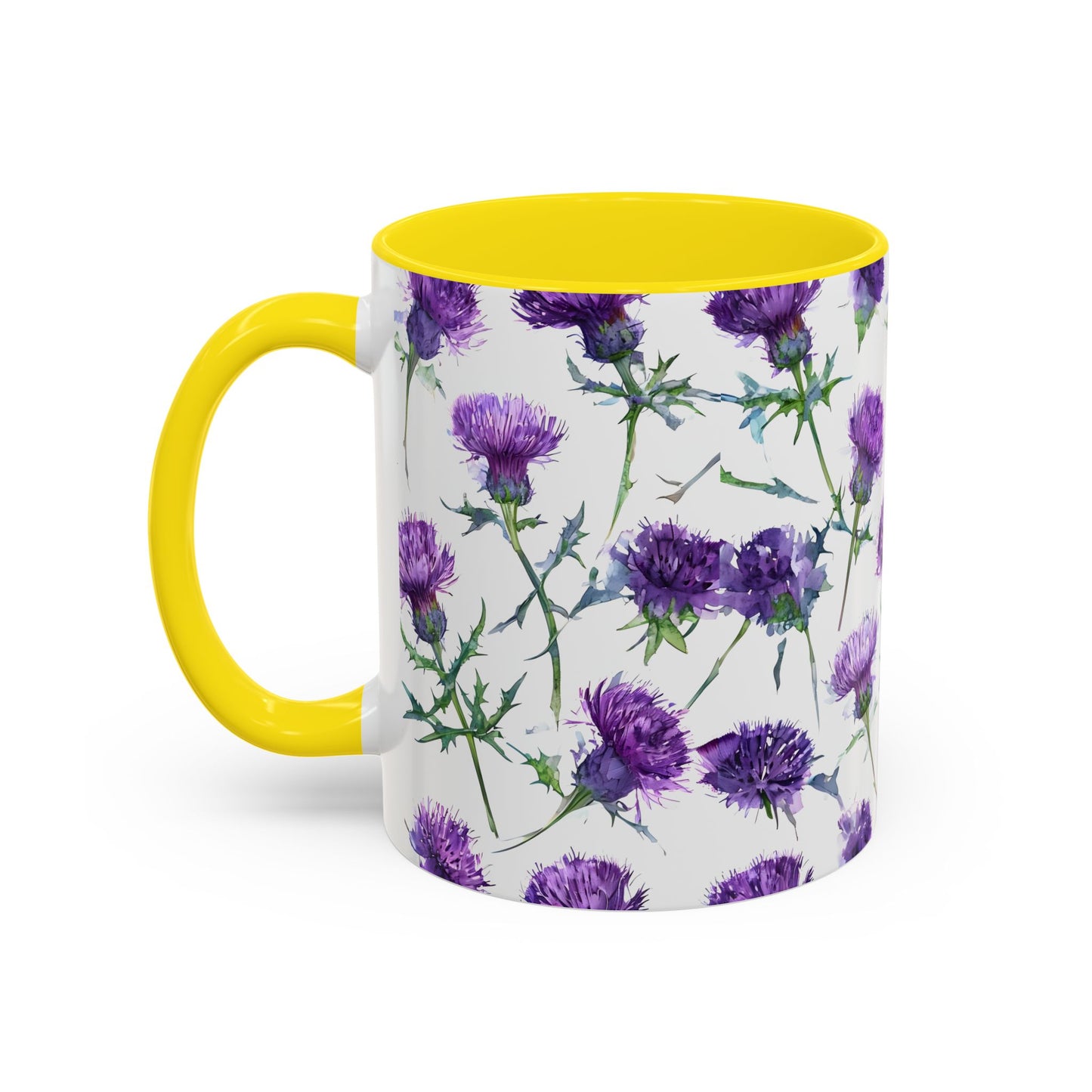 Coffee Mug, Scottish Thistle Design, Tea Cup, Floral Pattern, Gift for Her, Ceramic Mug, Kitchen Decor, Unique Mug, Personalized