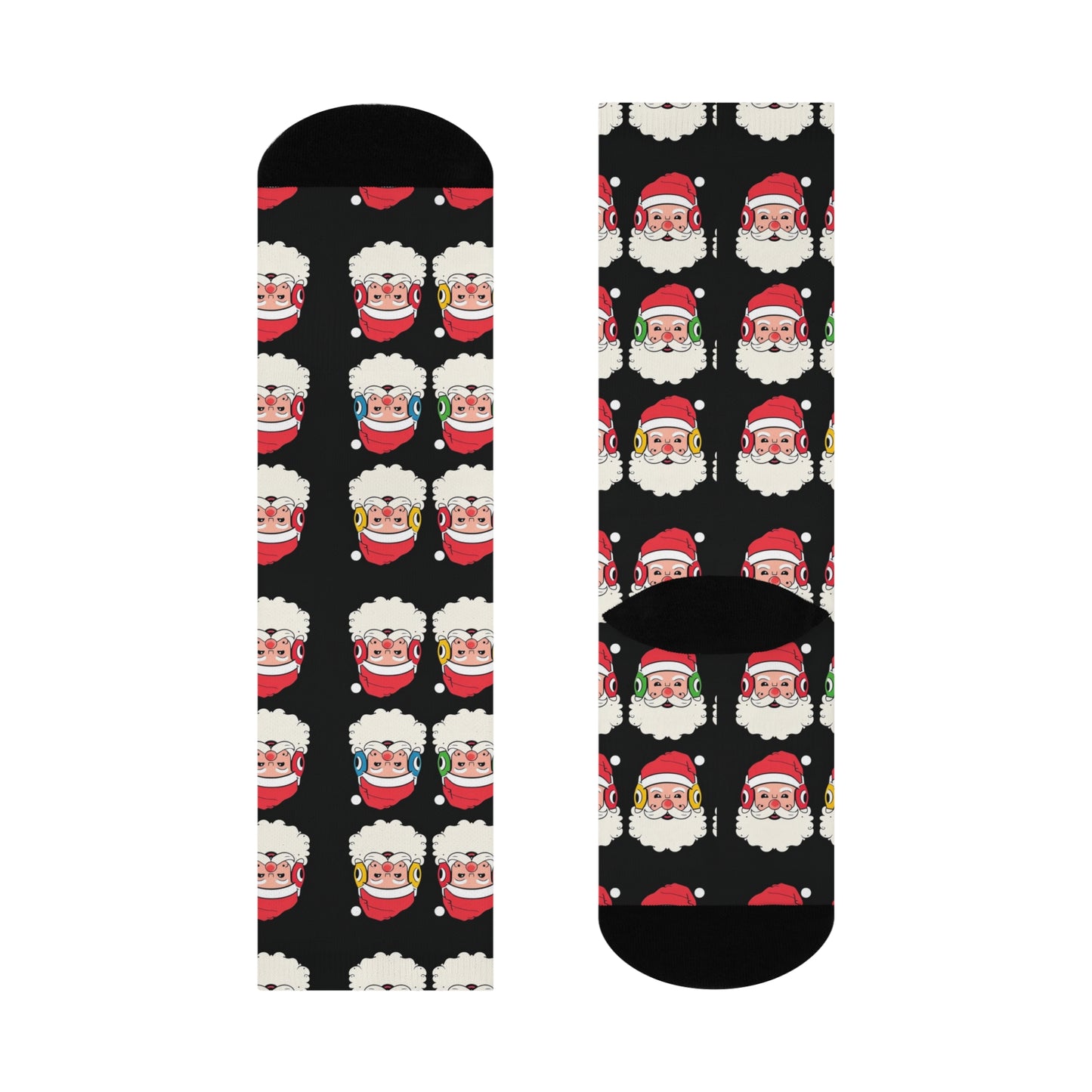 Santa Face Wrestling Head Gear Cushioned Crew Socks - Festive Christmas Holiday Sock, Wrestling Team, Youth Wrestling