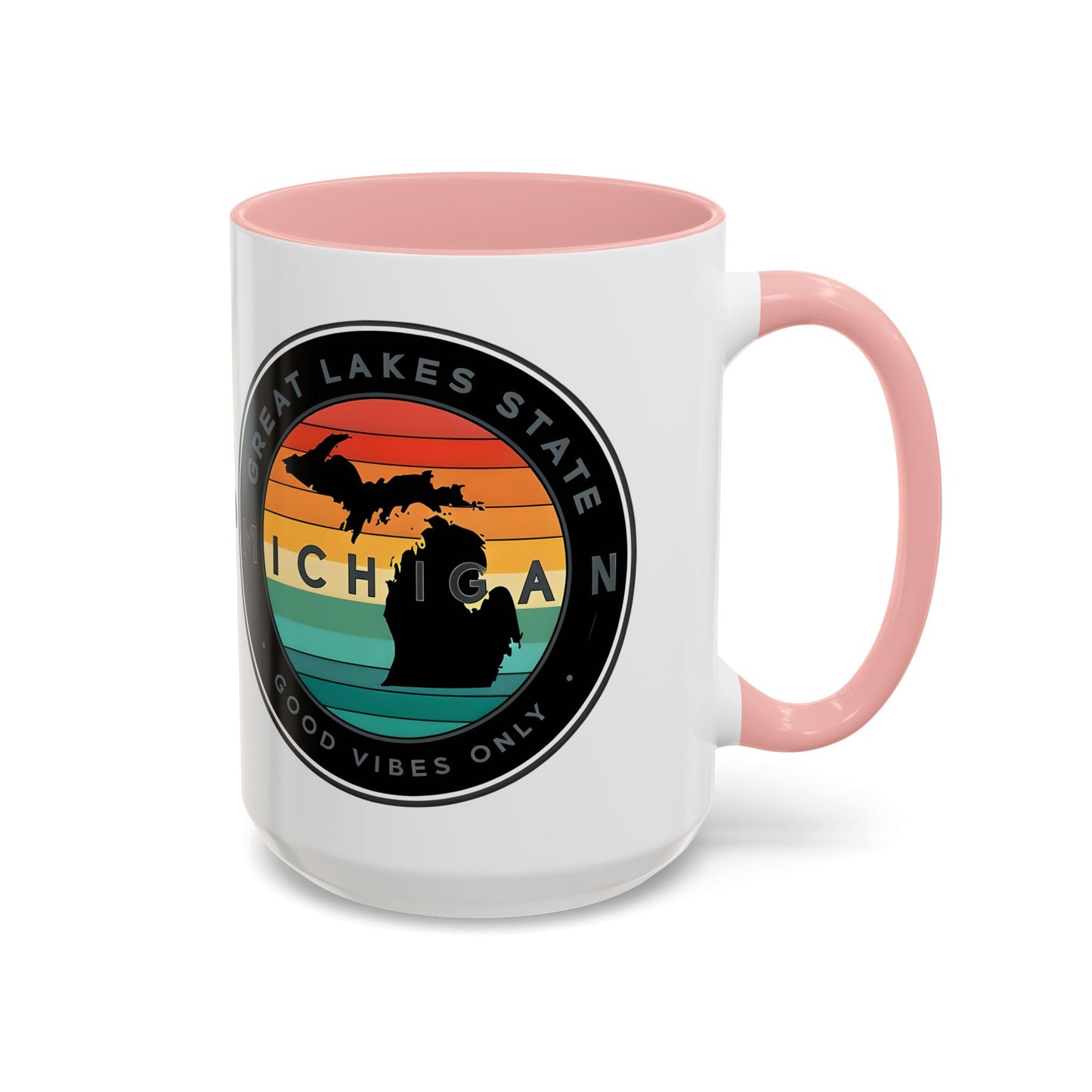 Michigan Accent Coffee Mug, Great Lakes State Cup, Personalized Gift for Michiganders, Camping, Boating, Good Vibes Only
