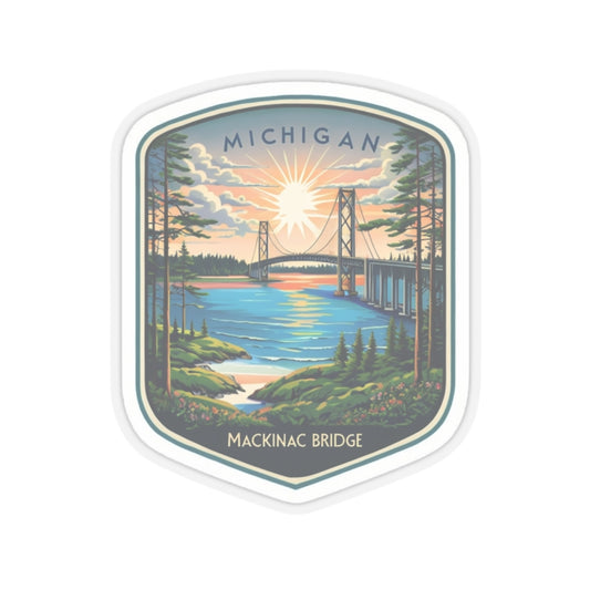 Michigan Mackinac Bridge, Great Lakes, Mackinaw City, St Ignace Kiss-Cut Stickers, Pure Michigan, Notebook, Journal