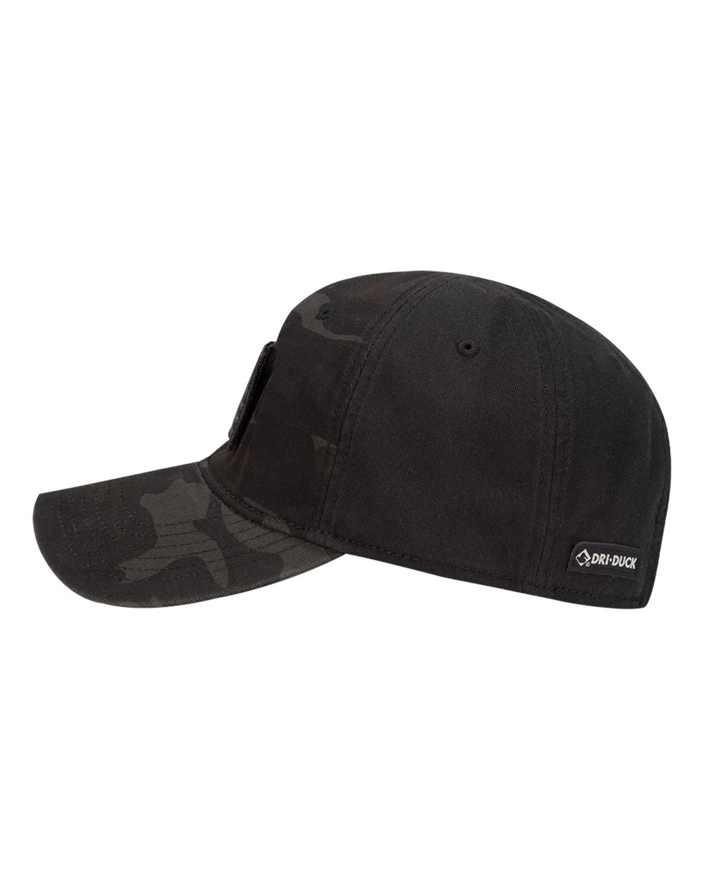 Dri Duck Tactical Hat, Adjustable, Black Camo or Green/Black Camo, American Flag Patch on the Front