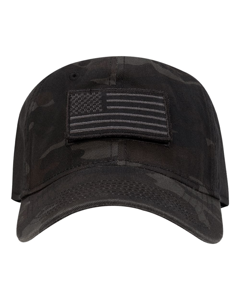 Dri Duck Tactical Hat, Adjustable, Black Camo or Green/Black Camo, American Flag Patch on the Front