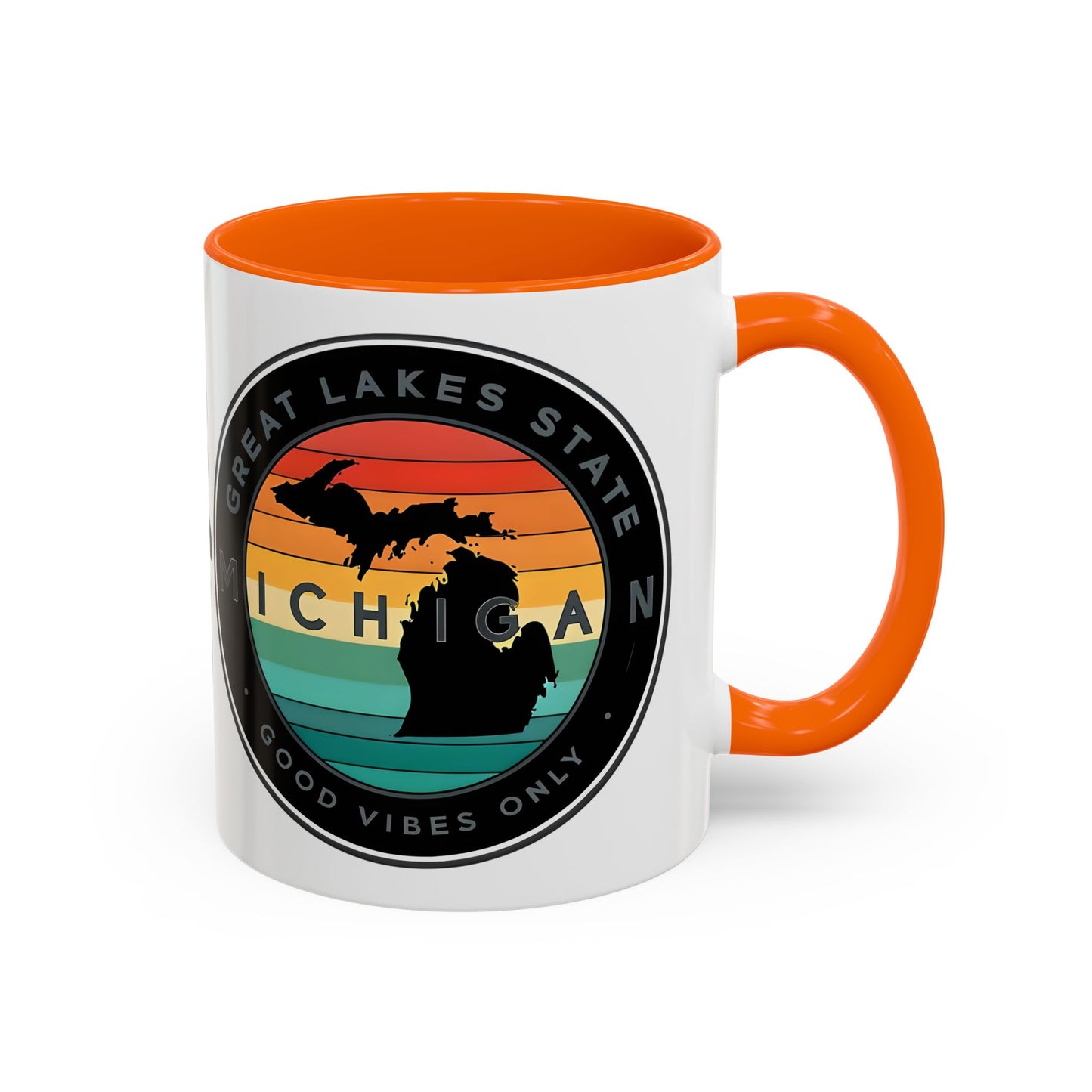 Michigan Accent Coffee Mug, Great Lakes State Cup, Personalized Gift for Michiganders, Camping, Boating, Good Vibes Only