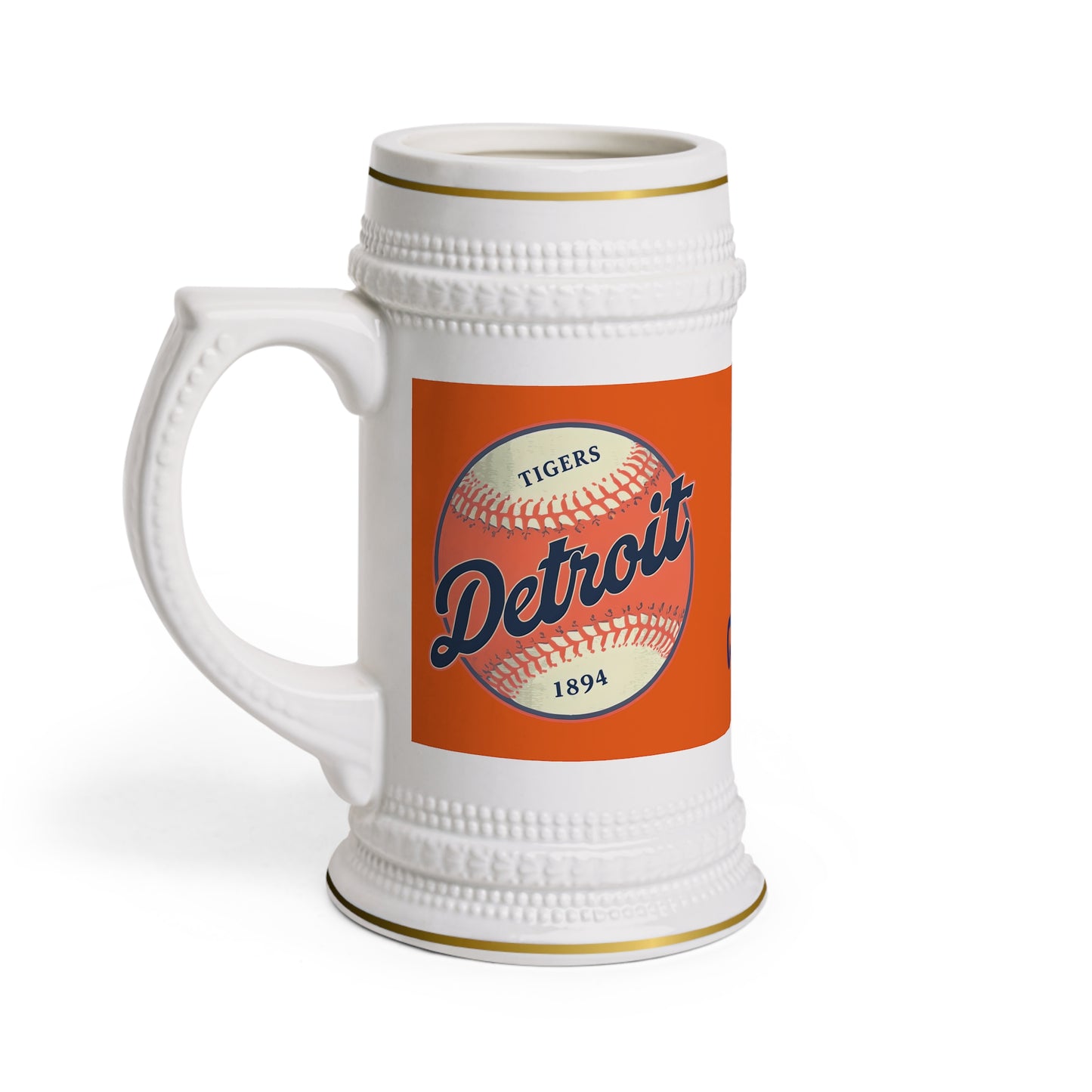 Stein Mug - Detroit Tigers Baseball Personalize Custom, Sports Fan Gift, Gift for Baseball Lover, Customized Ceramic Beer Mug, Personalized